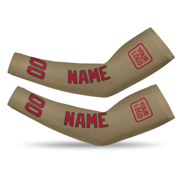Custom Light Khaki Red Arm Sleeve