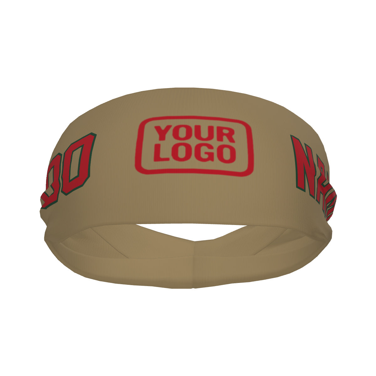 Custom Light Khaki Red Sports headband