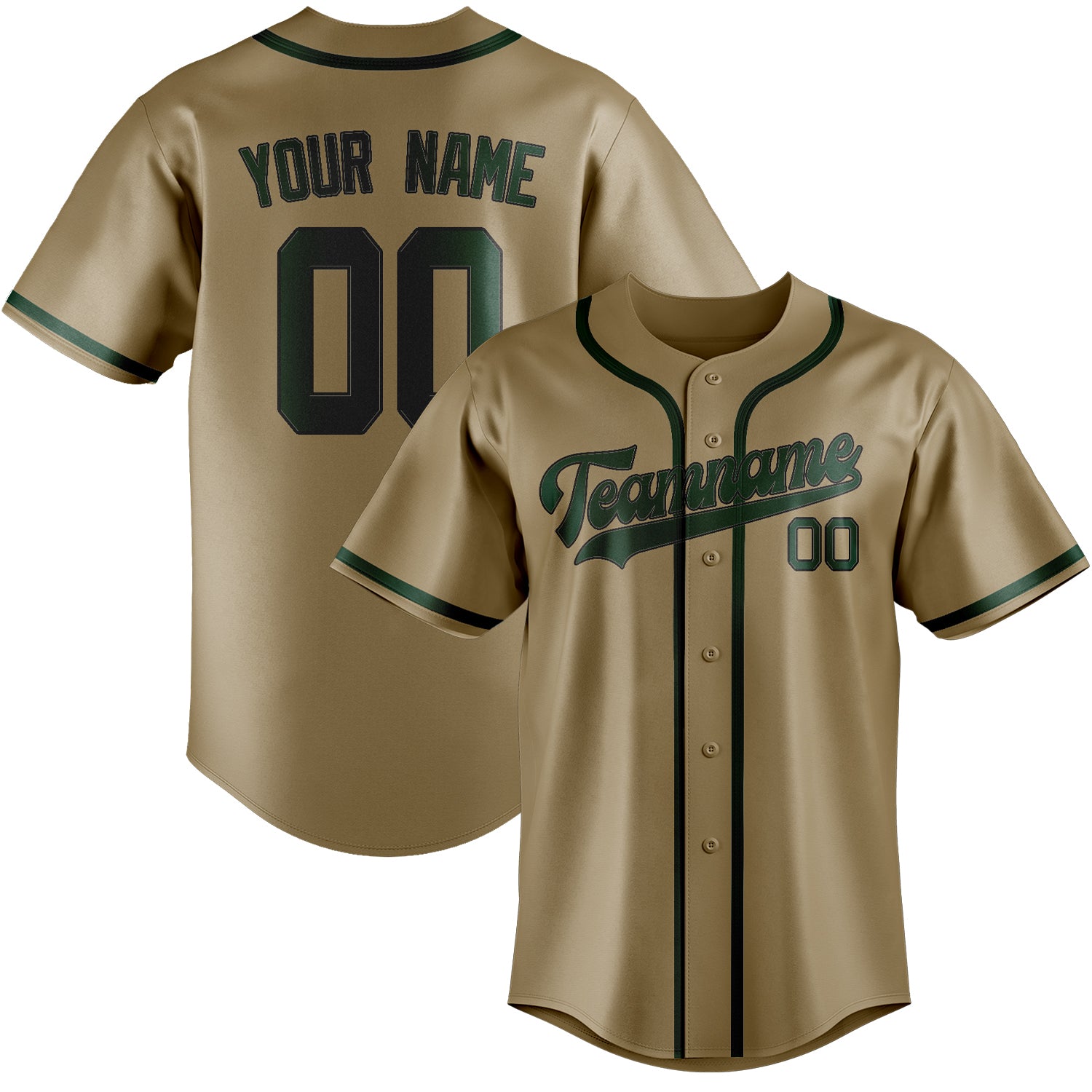 Custom Light Khaki Green Baseball Jersey