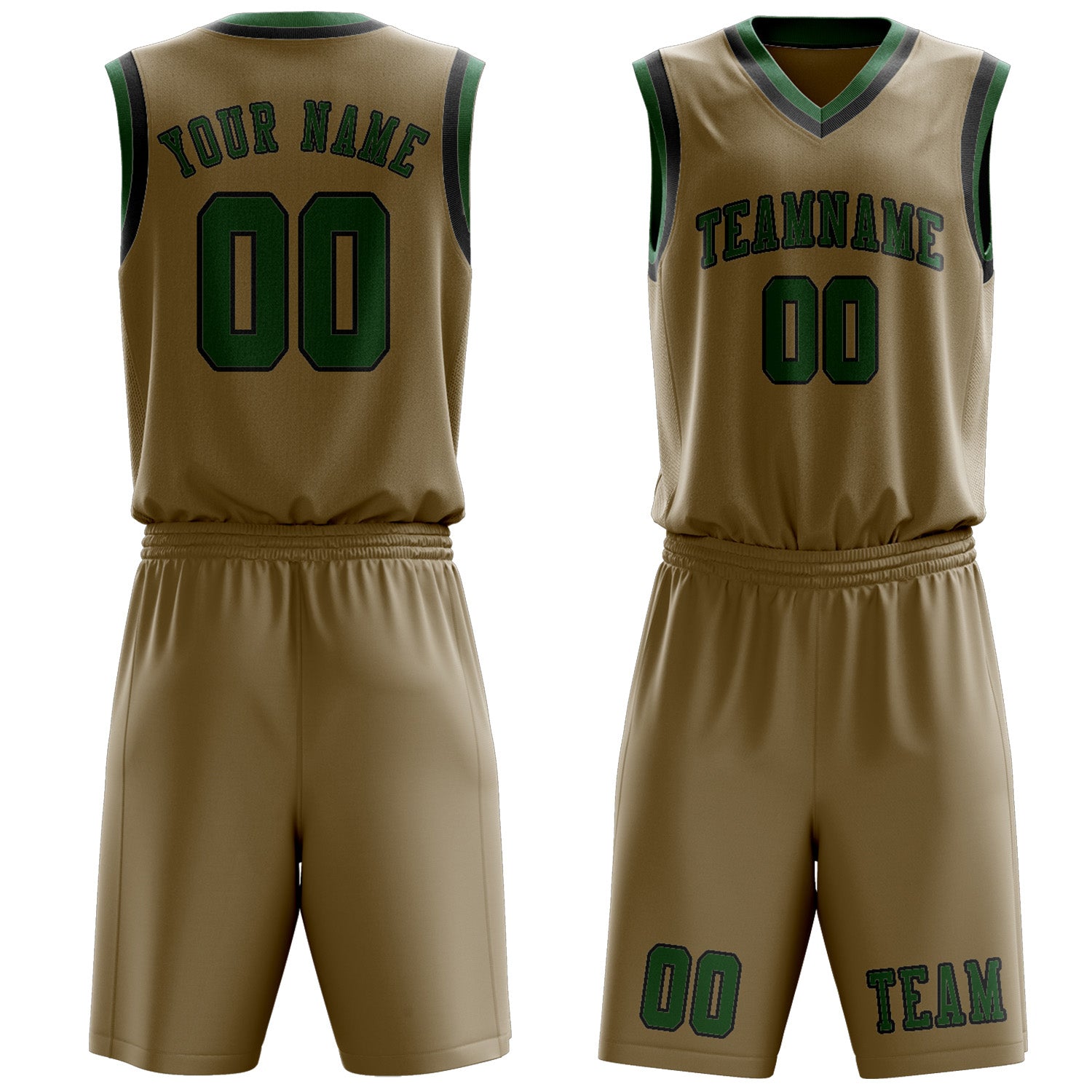 Custom Light Khaki Green Basketball Set