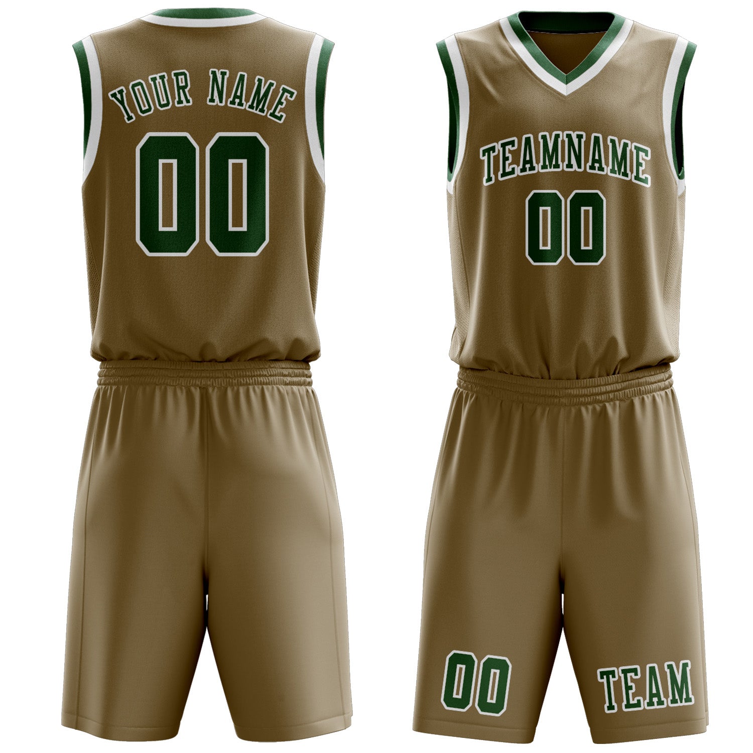Custom Light Khaki Green Basketball Set