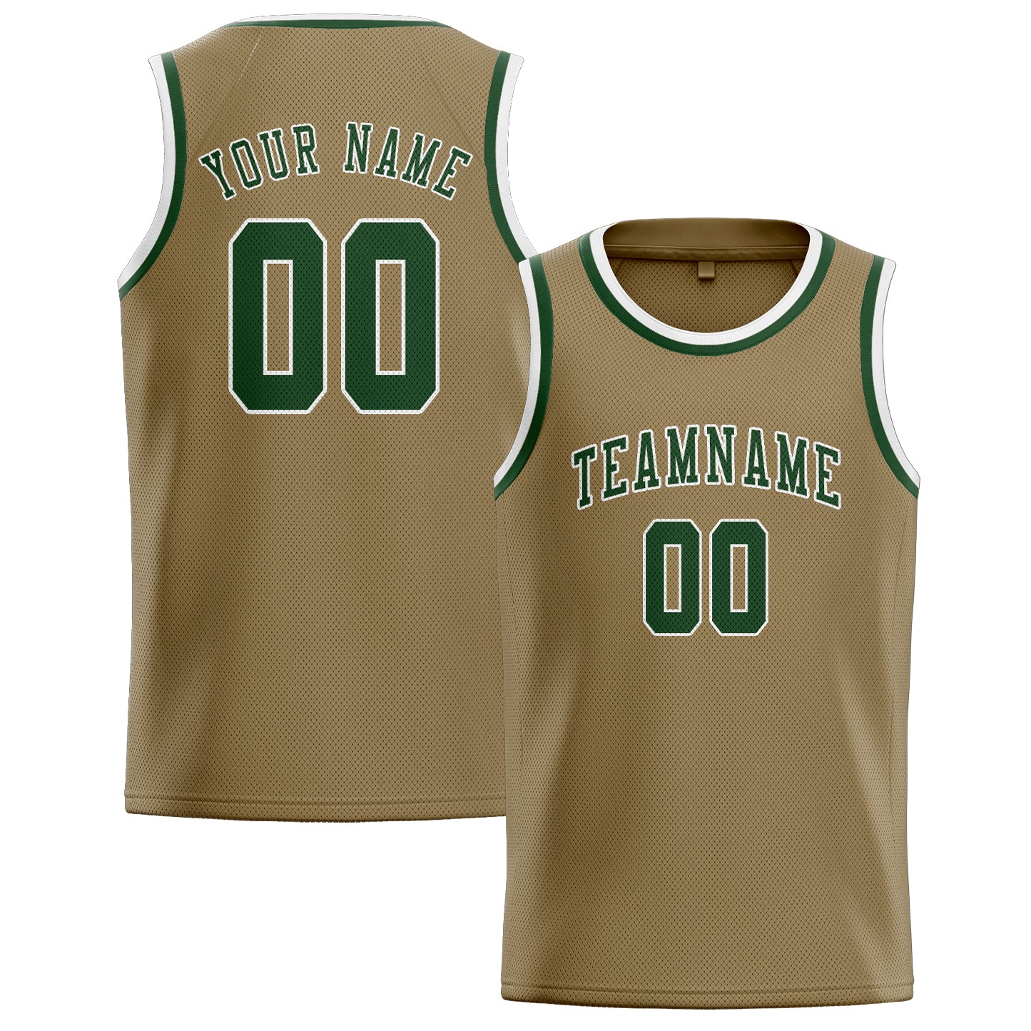 Custom Light Khaki Dark Green Basketball Jersey