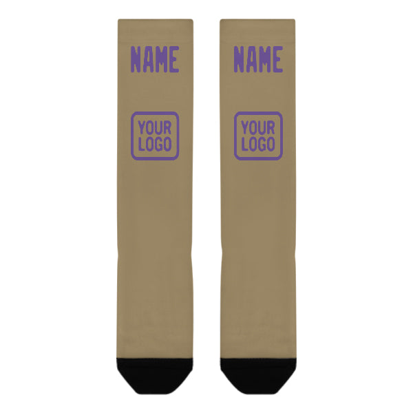 Custom Light Khaki Light Purple Knee-High Sock