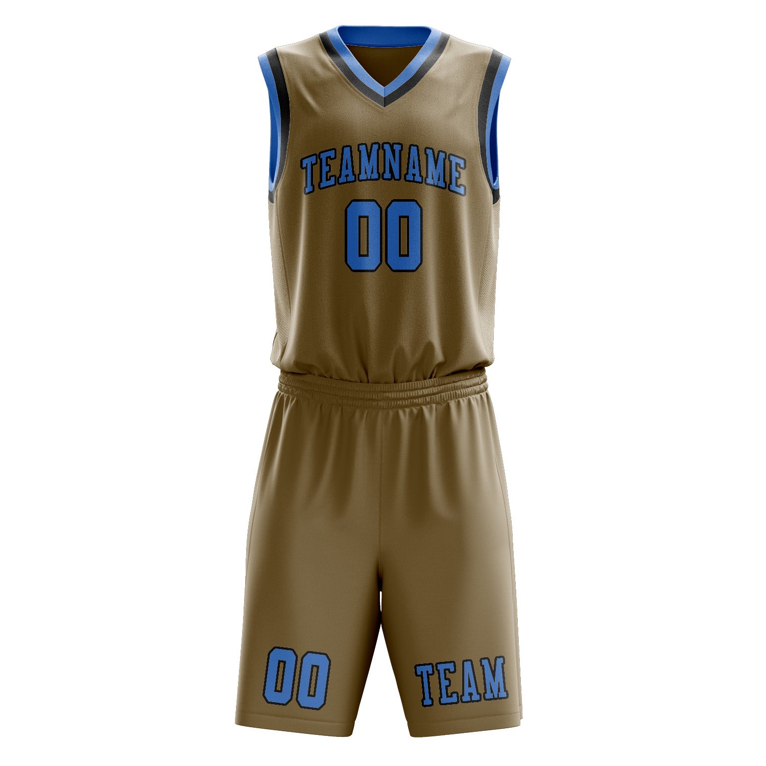 Custom Light Khaki Light Blue Basketball Set
