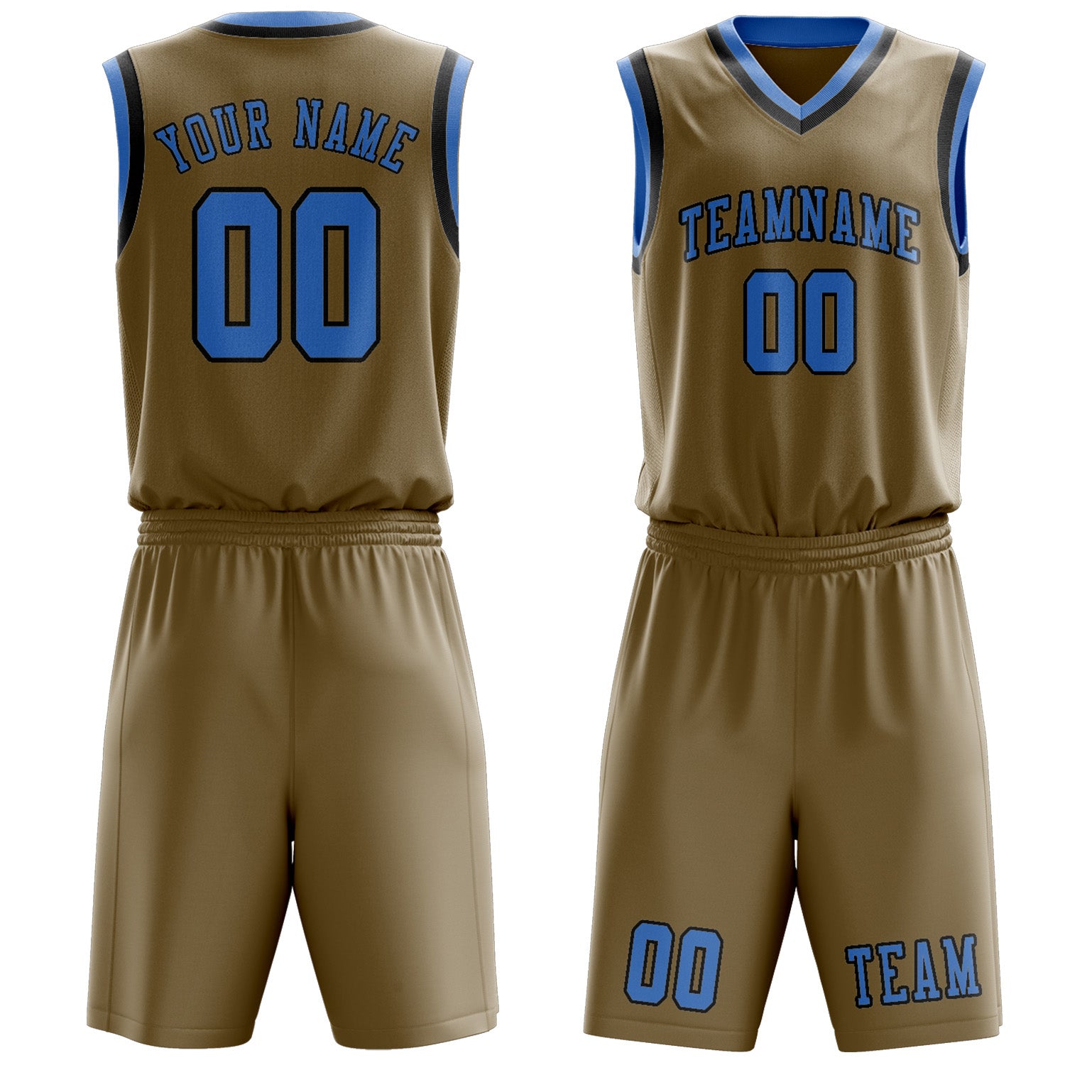 Custom Light Khaki Light Blue Basketball Set