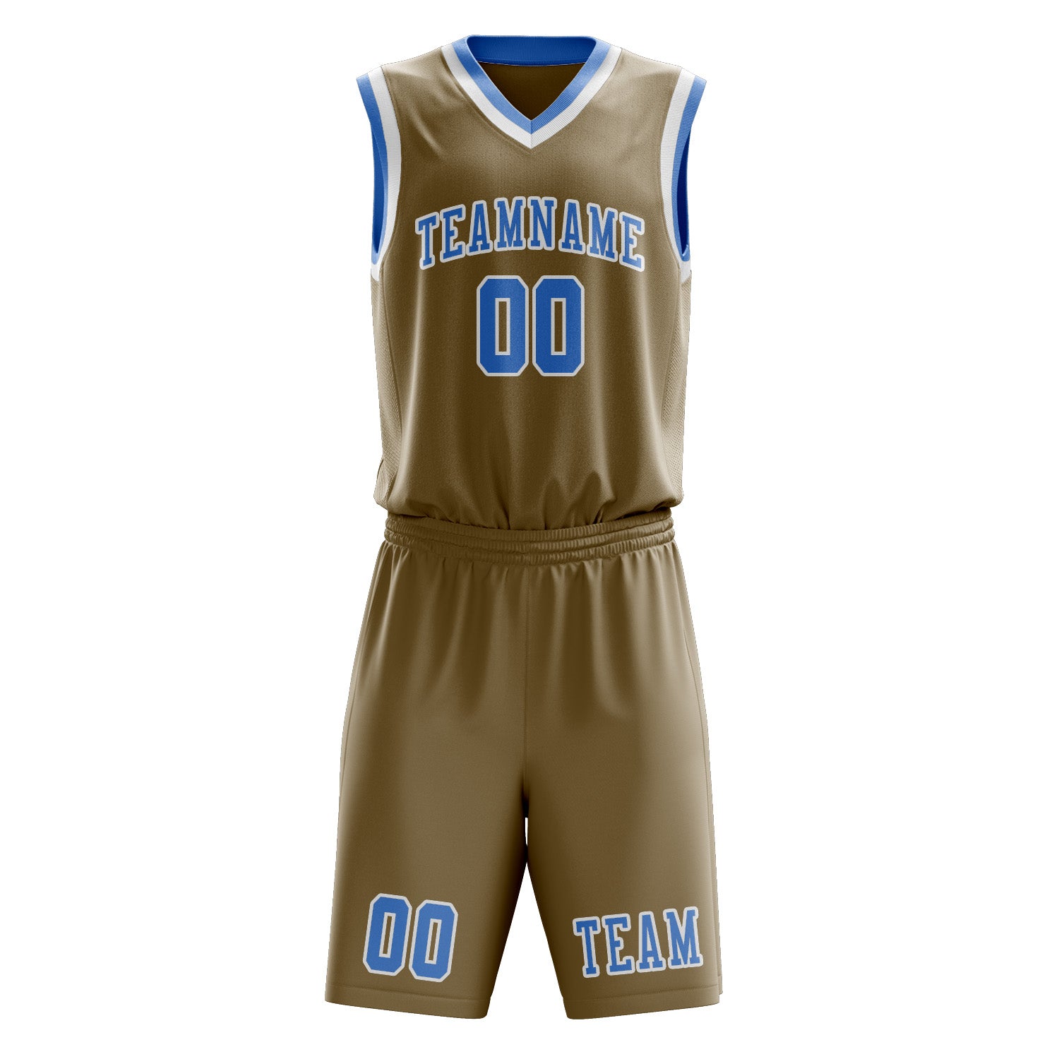 Custom Light Khaki Light Blue Basketball Set
