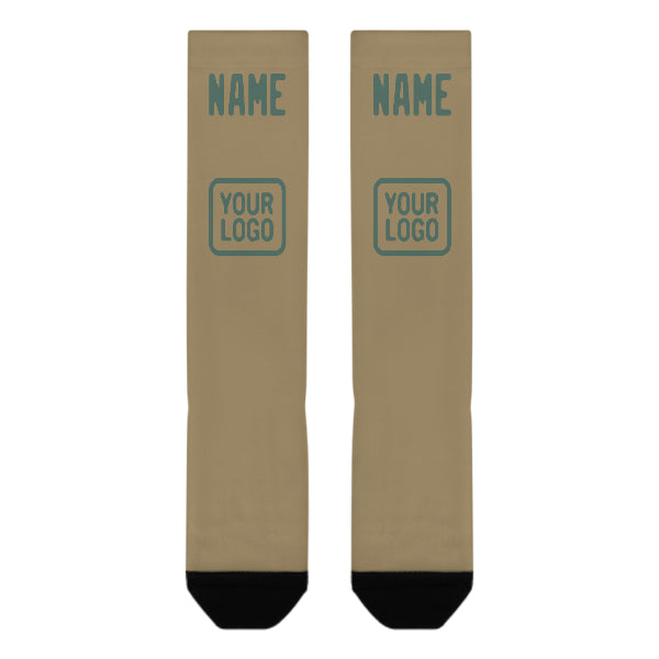 Custom Light Khaki Blue Green Knee-High Sock