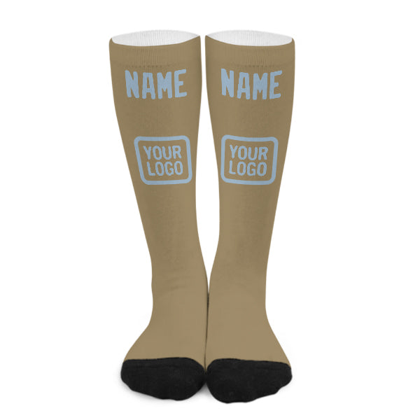 Custom Light Khaki Light Blue Knee-High Sock