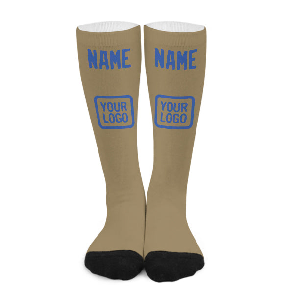 Custom Light Khaki Sky Blue Knee-High Sock