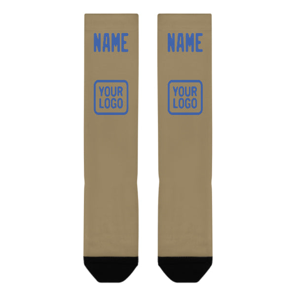Custom Light Khaki Sky Blue Knee-High Sock