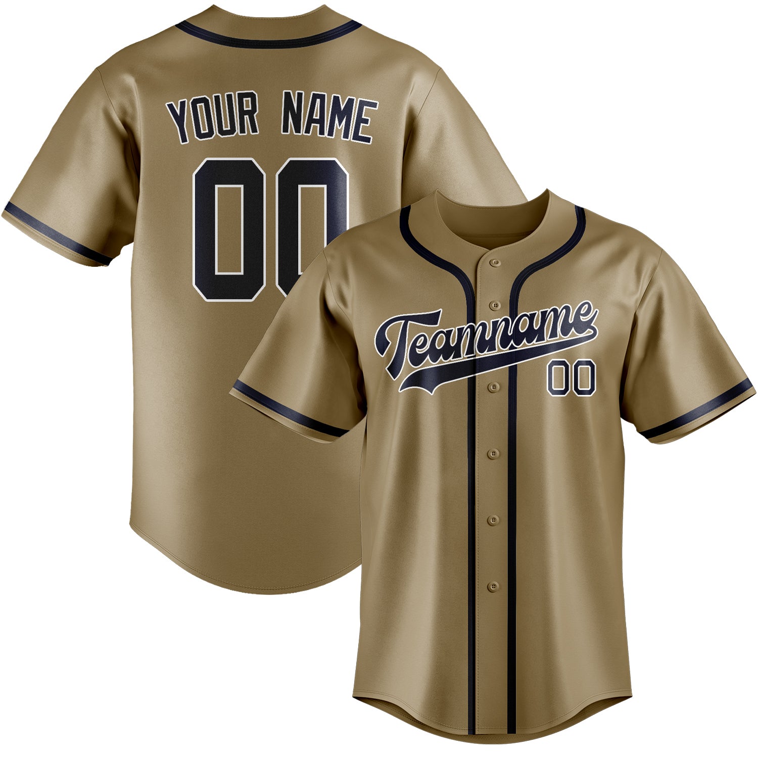 Custom Light Khaki Navy Baseball Jersey