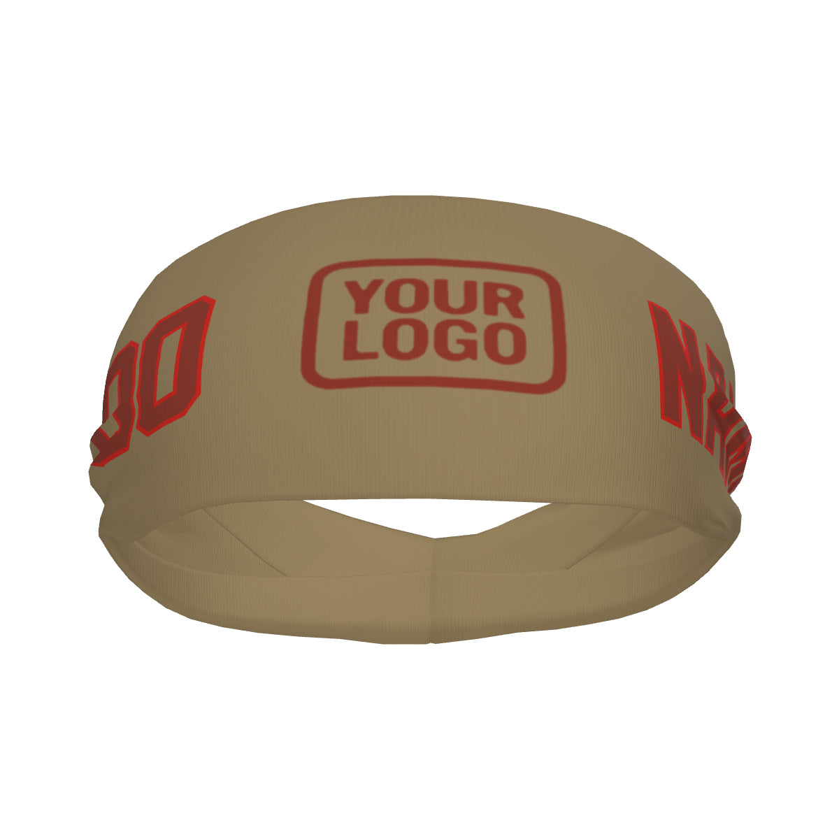Custom Light Khaki Coral Red Sports headband
