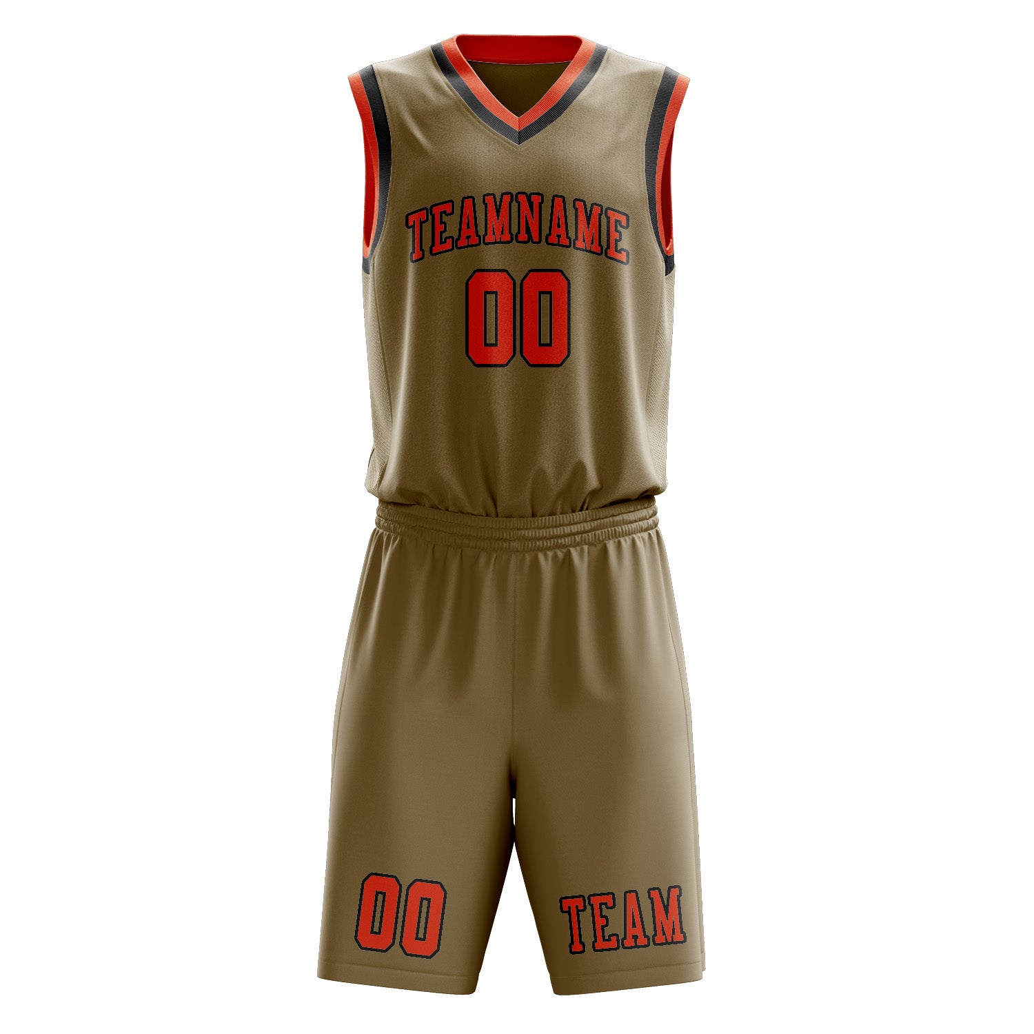 Custom Light Khaki Orange Red Basketball Set