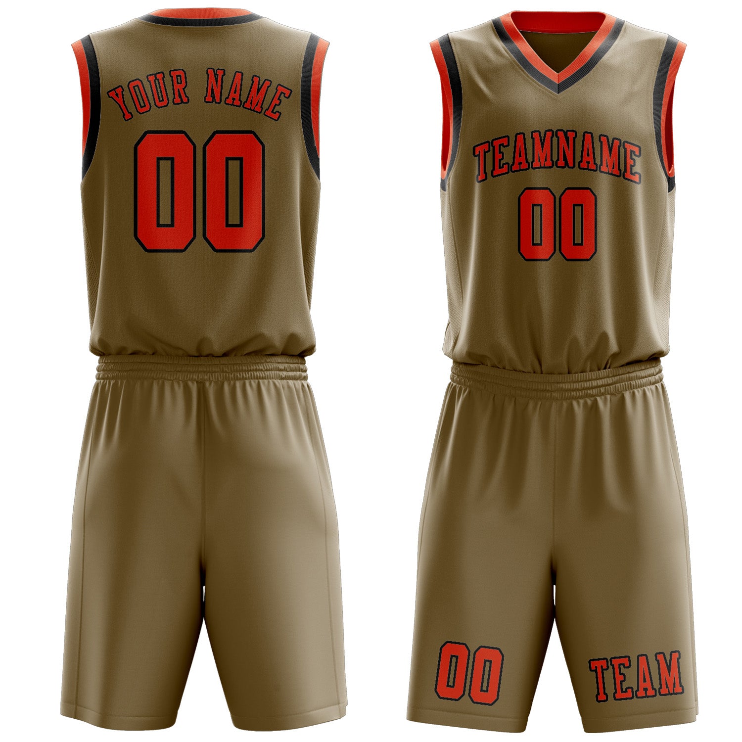Custom Light Khaki Orange Red Basketball Set