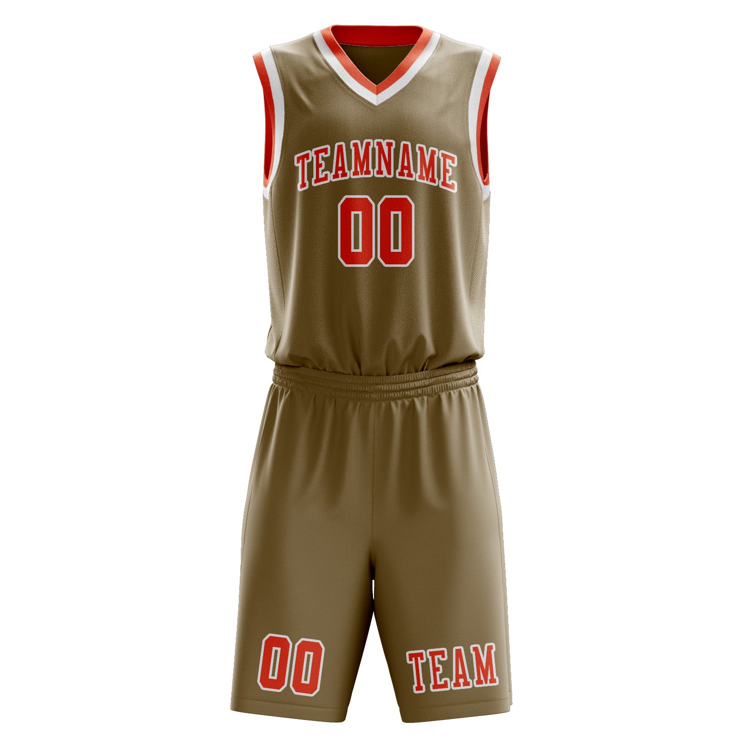 Custom Light Khaki Orange Red Basketball Set