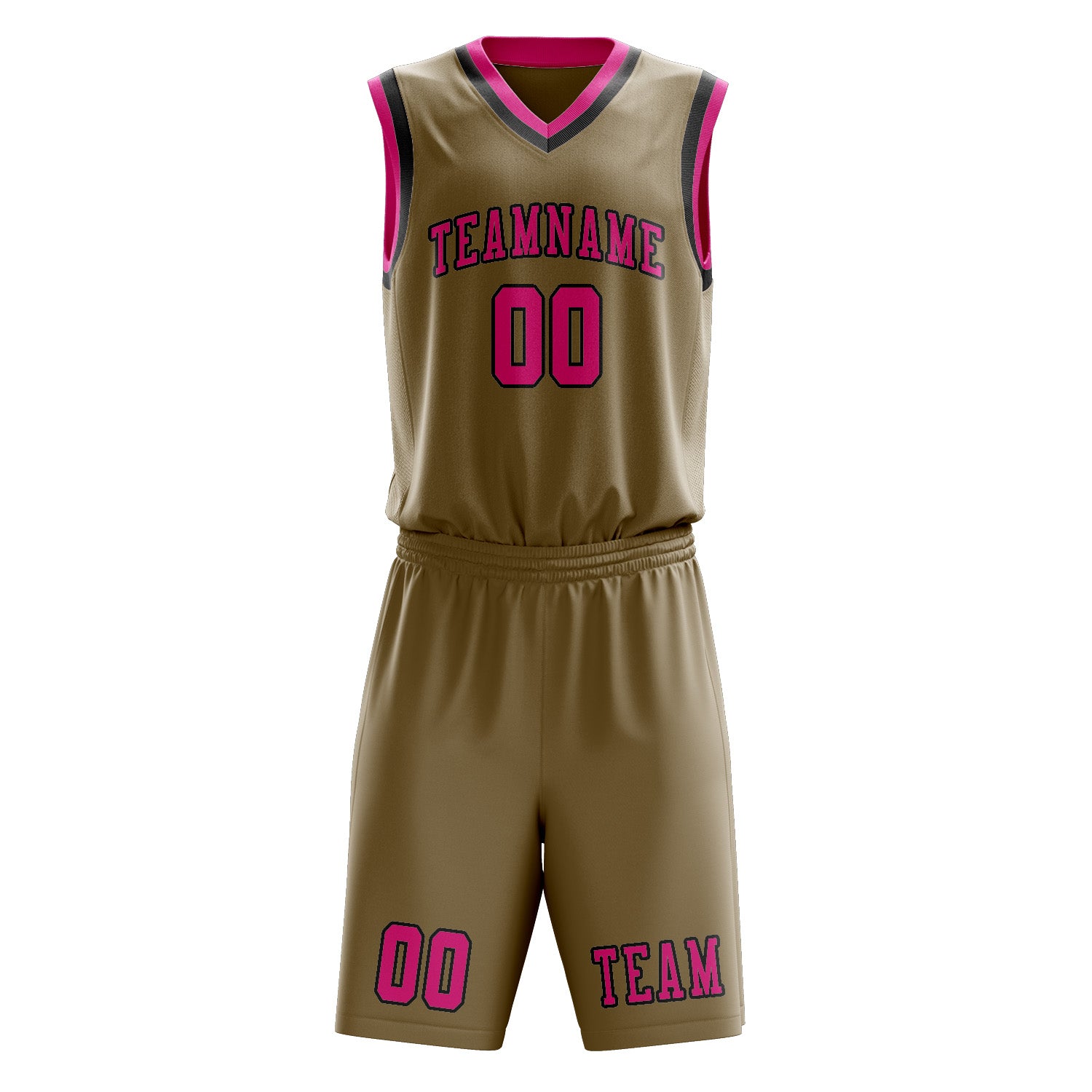 Custom Light Khaki Pink Basketball Set