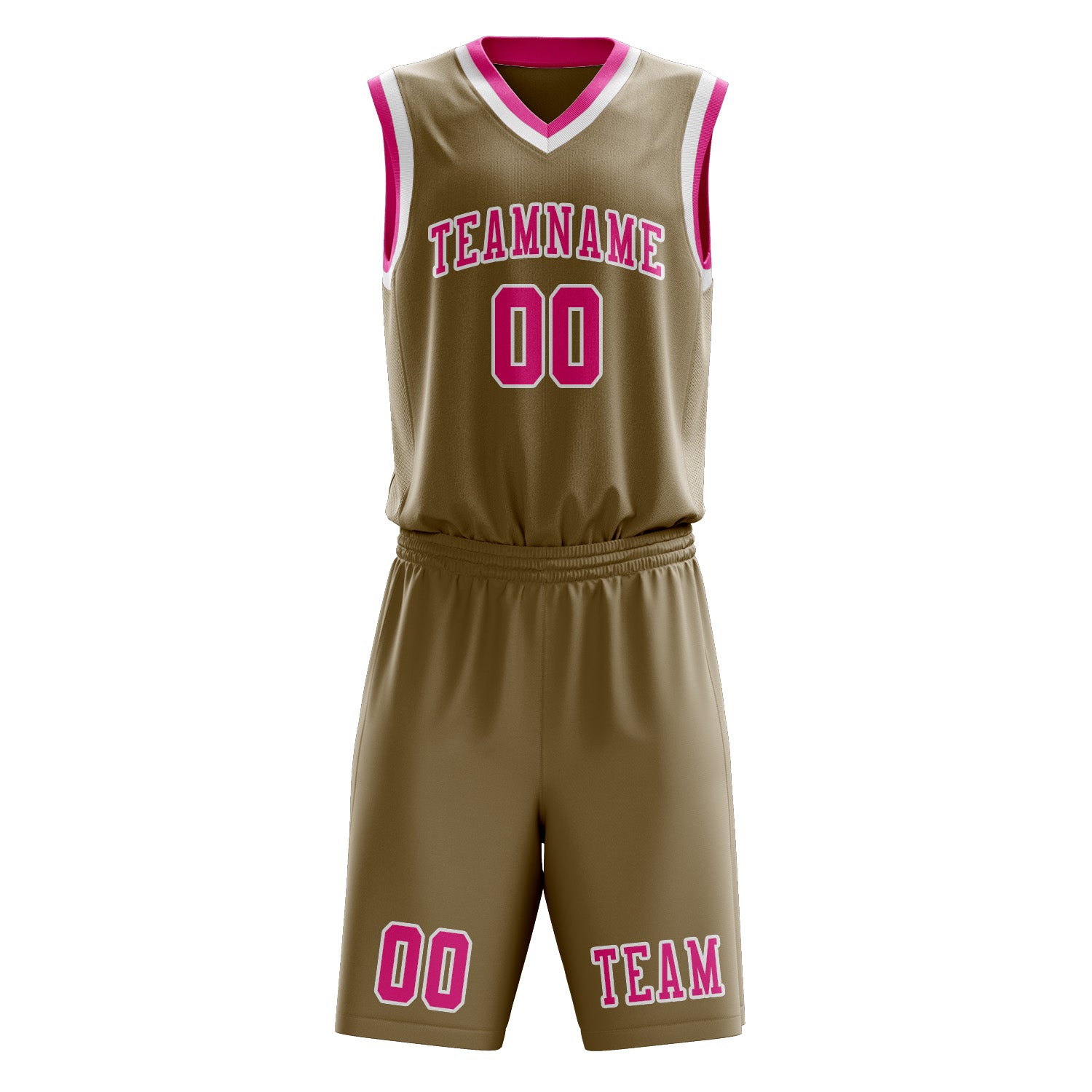 Custom Light Khaki Pink Basketball Set
