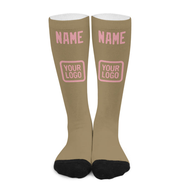 Custom Light Khaki Light Pink Knee-High Sock