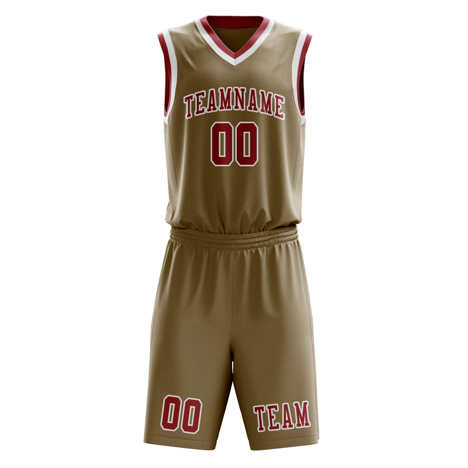 Custom Light Khaki Red Basketball Set