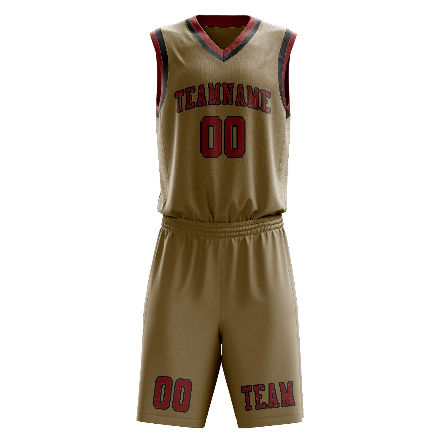 Custom Light Khaki Coral Red Basketball Set