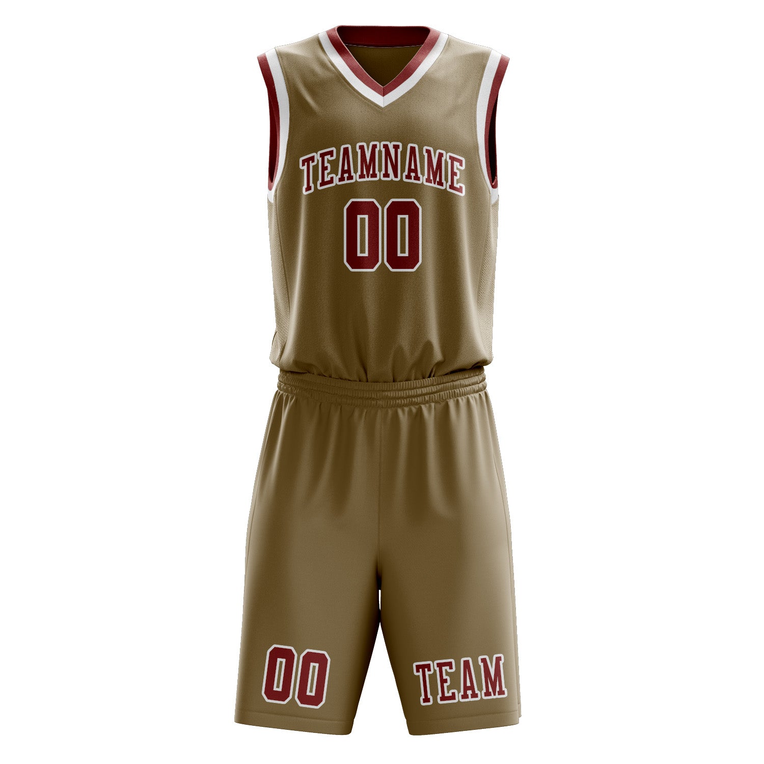 Custom Light Khaki Coral Red Basketball Set