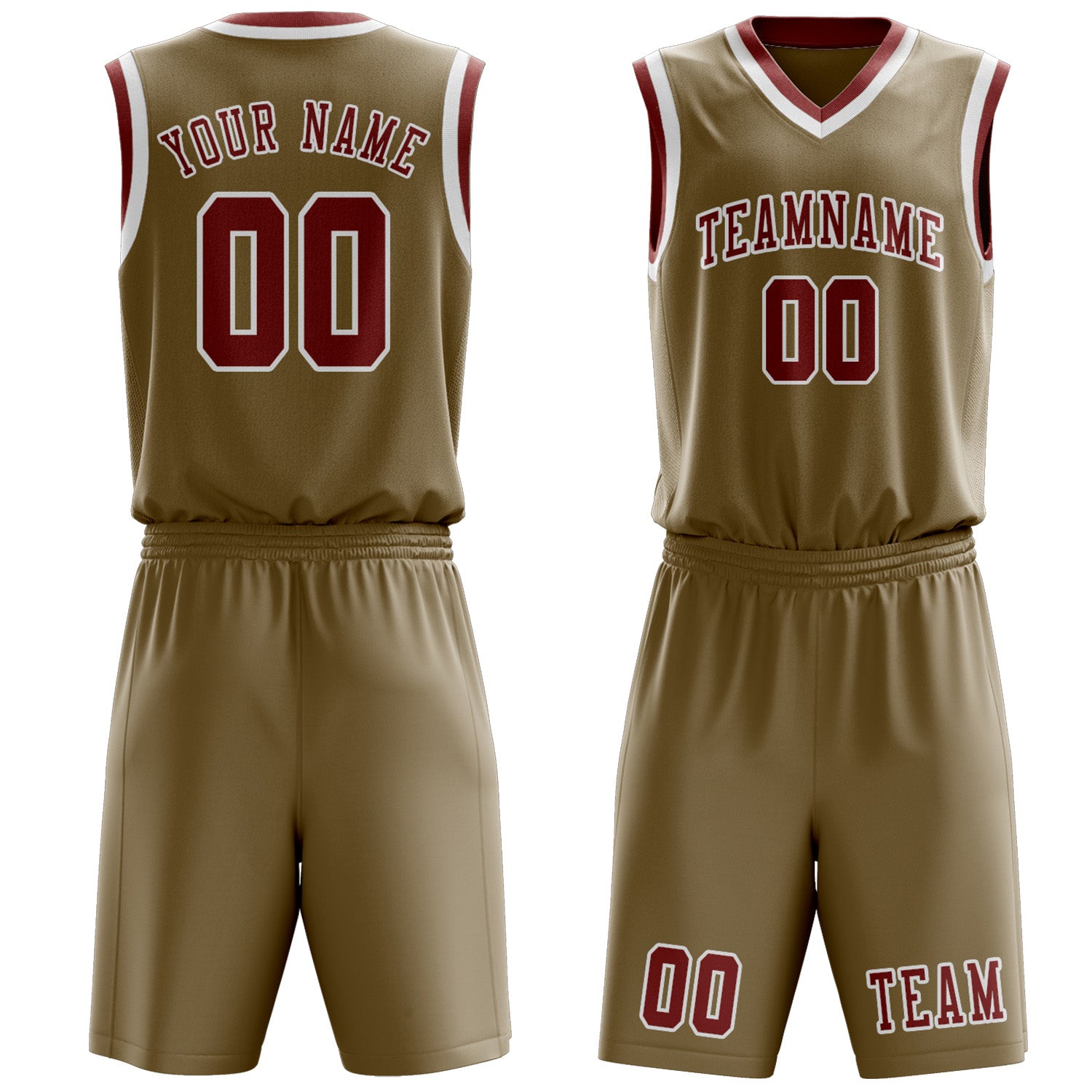 Custom Light Khaki Coral Red Basketball Set