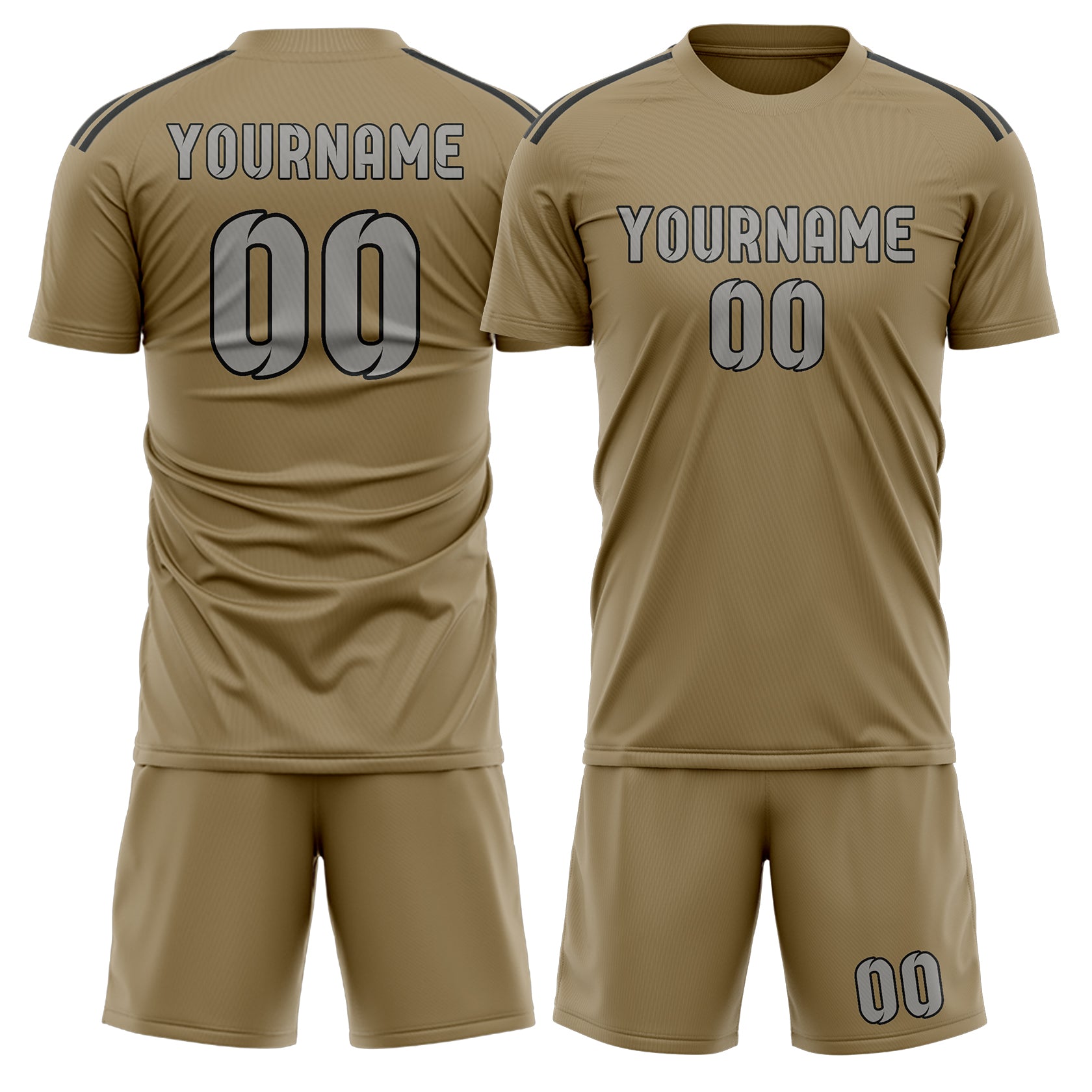 Custom Light Khaki Gray Soccer Set