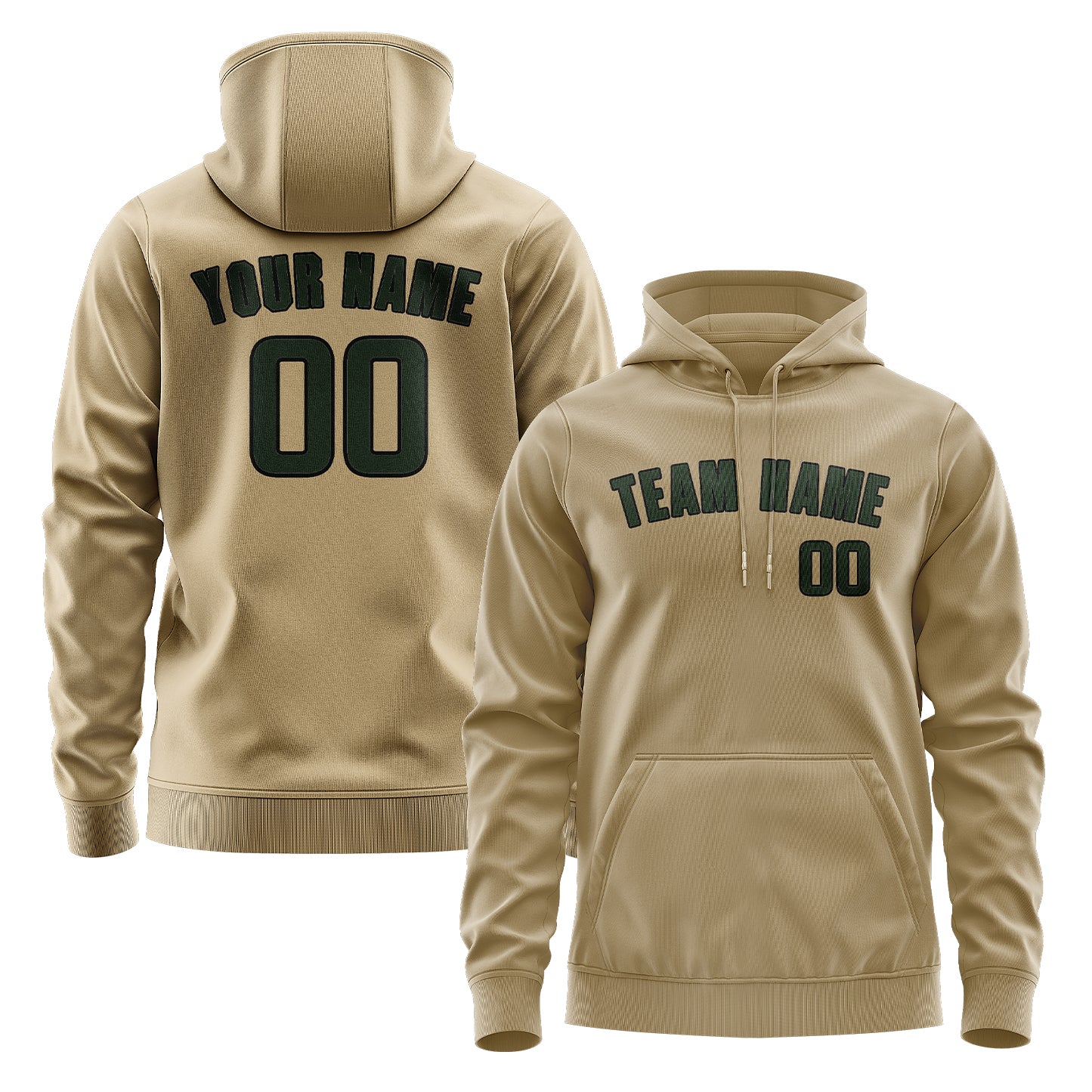 Custom Light Khaki Dark Green Hoodie