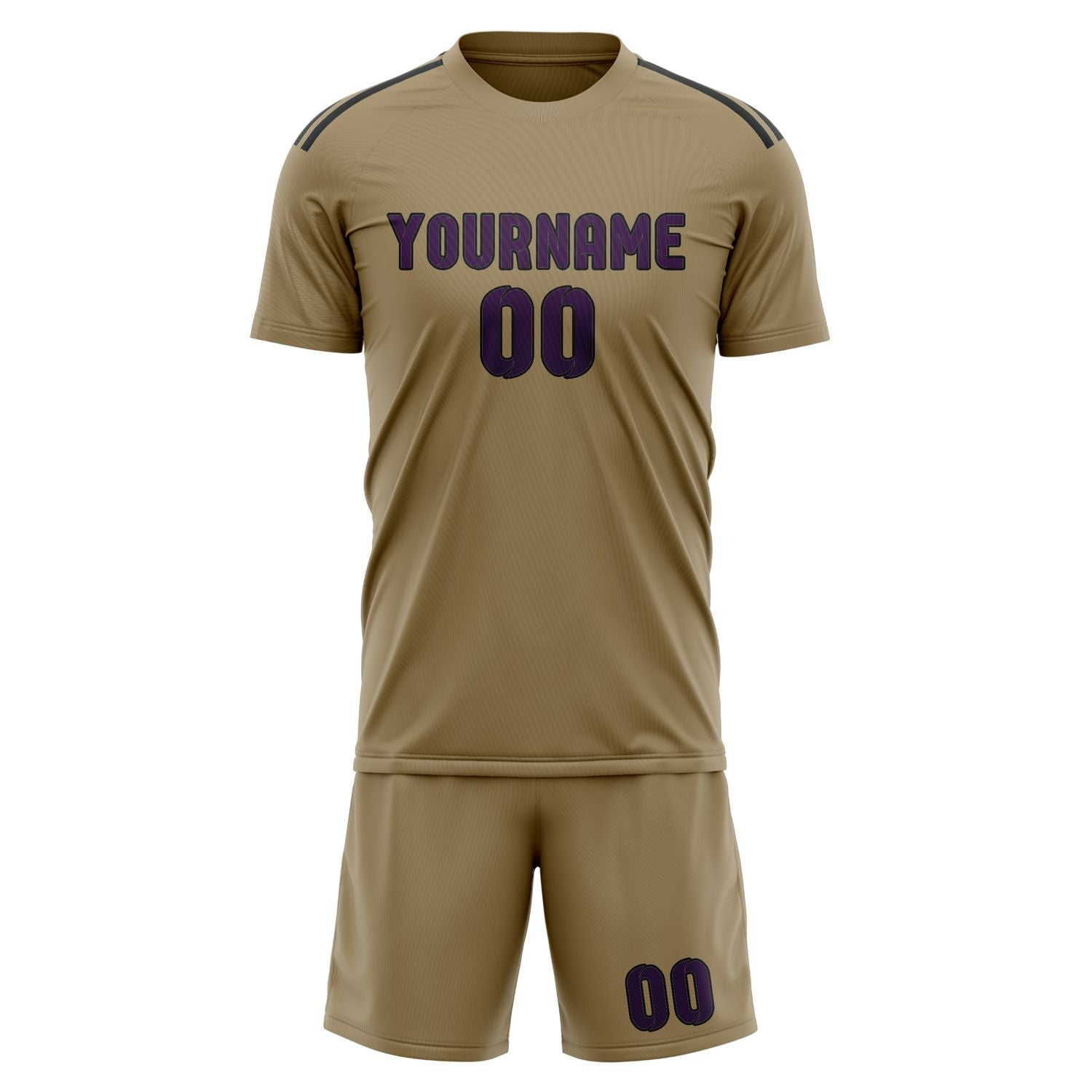 Custom Light Khaki Purple Soccer Set