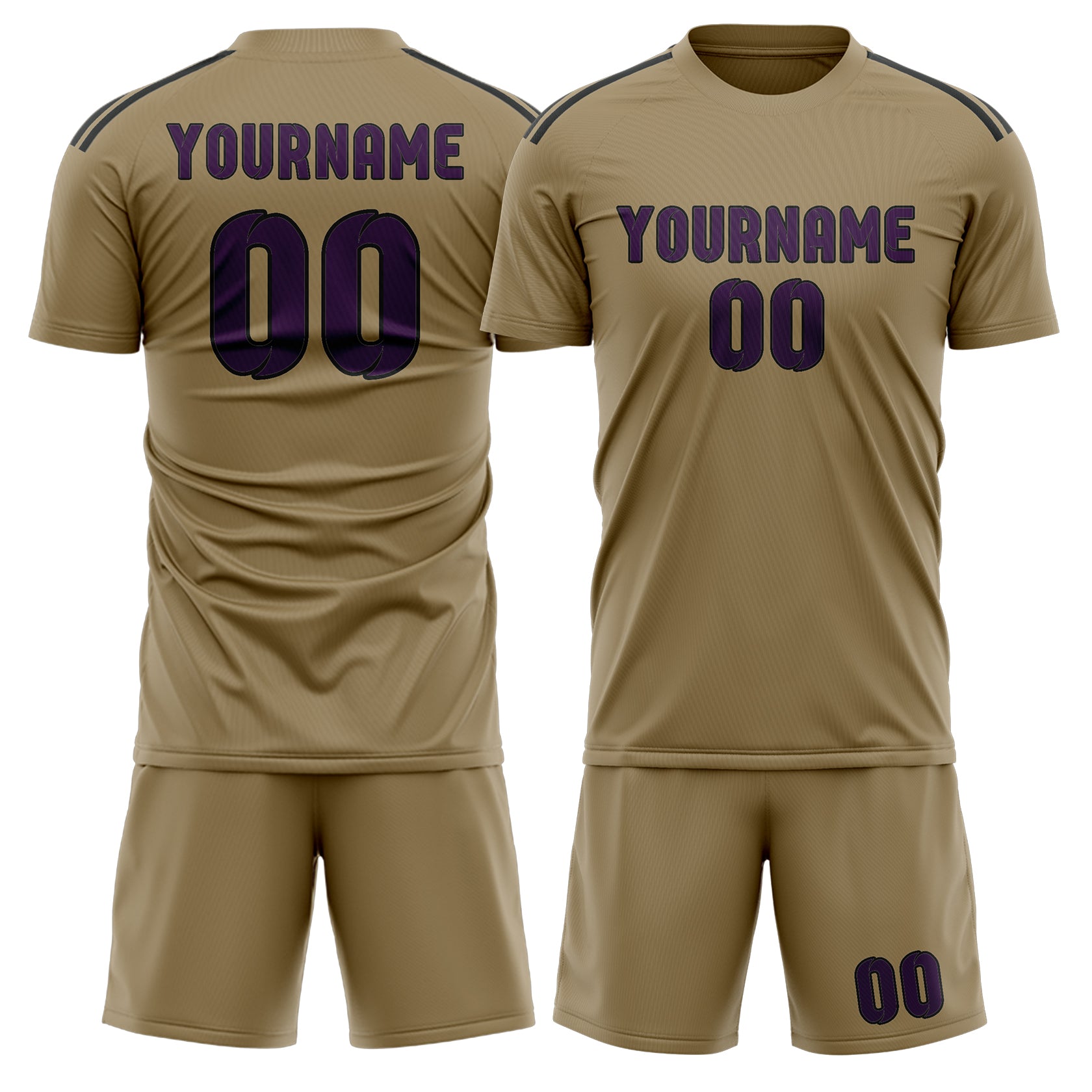 Custom Light Khaki Purple Soccer Set