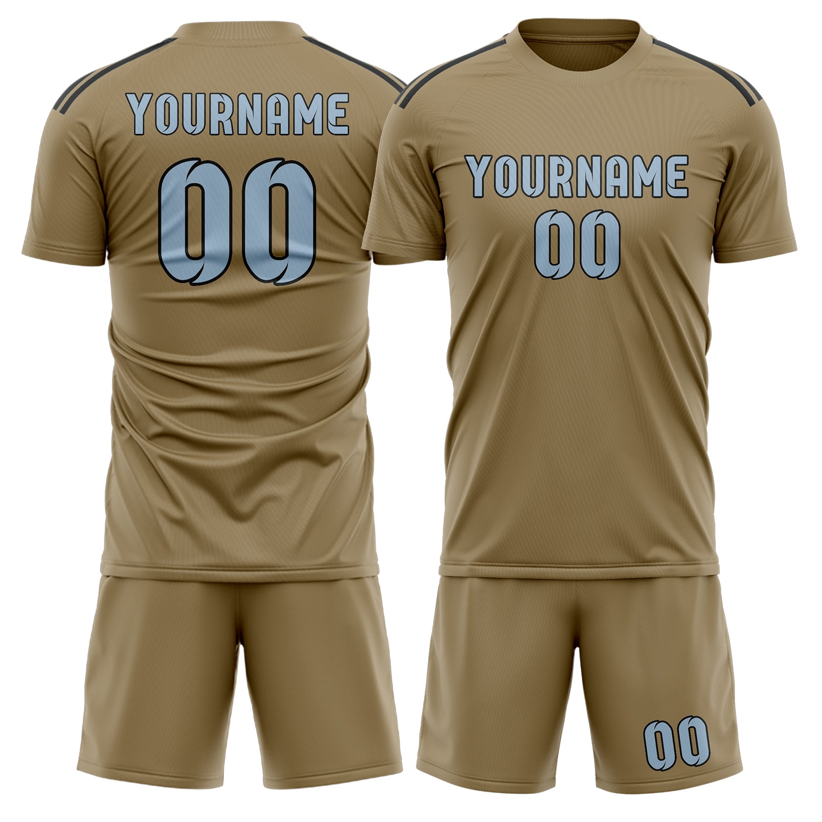 Custom Light Khaki Light Blue Soccer Set