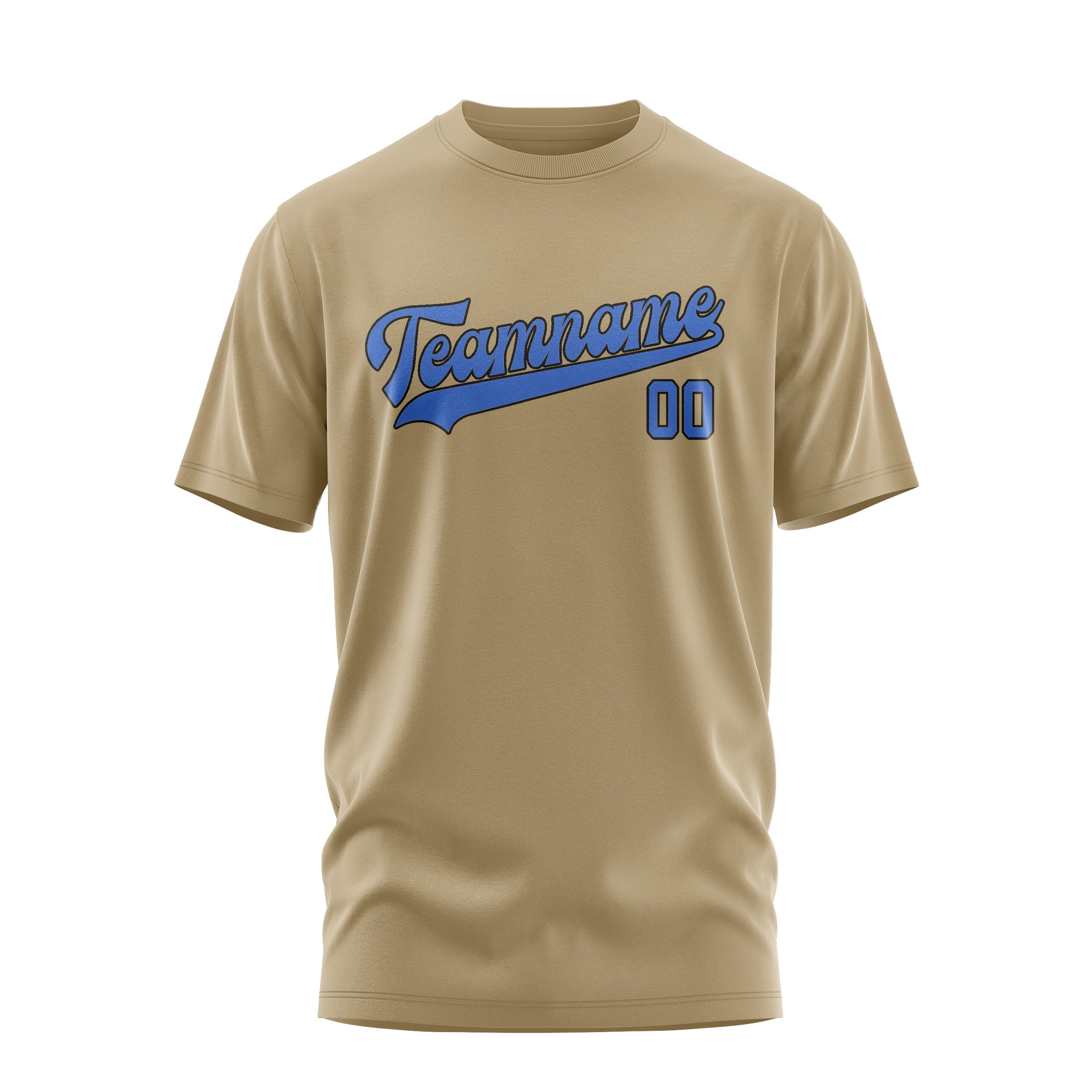 Custom Light Khaki Sky Blue T-Shirt