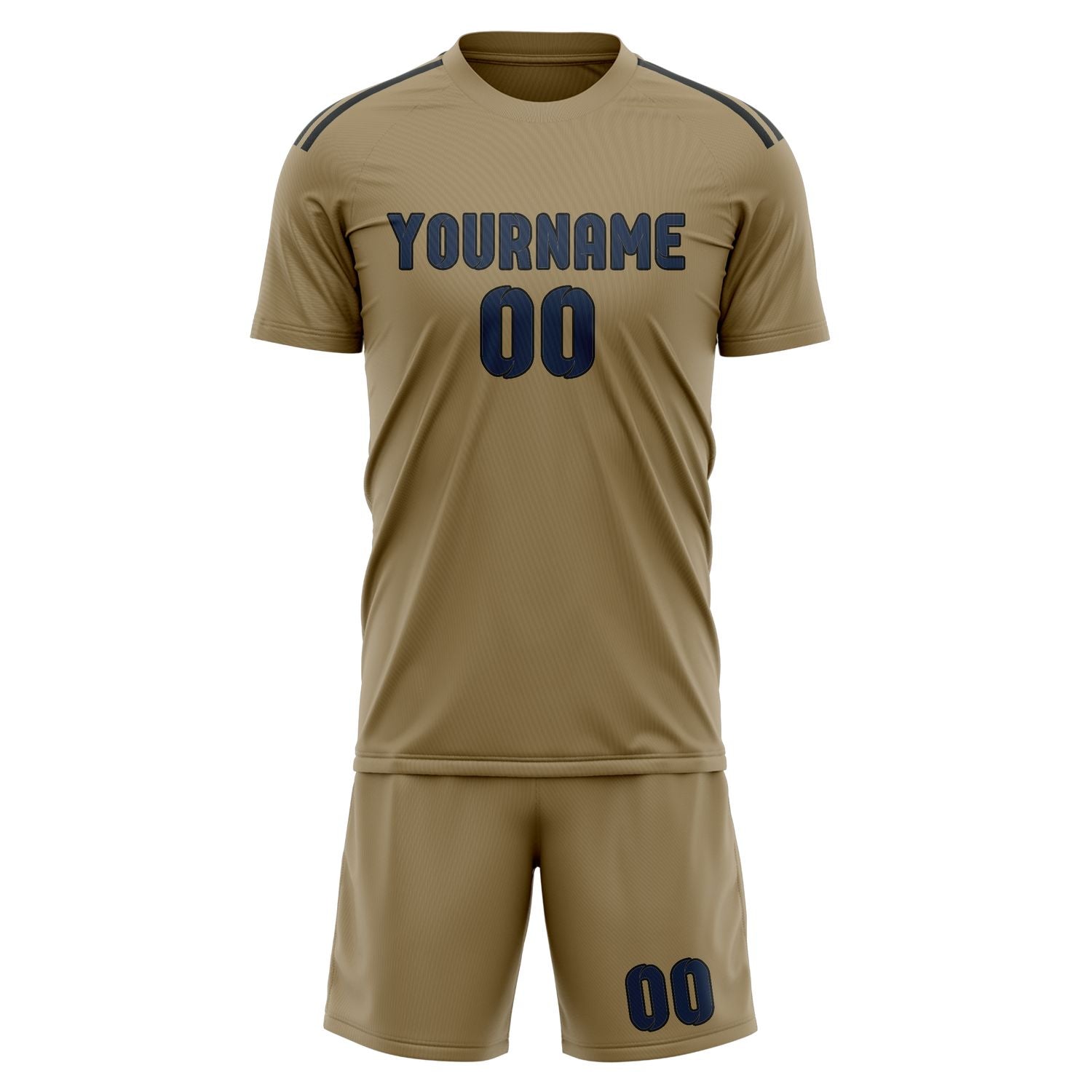 Custom Light Khaki Blue Soccer Set