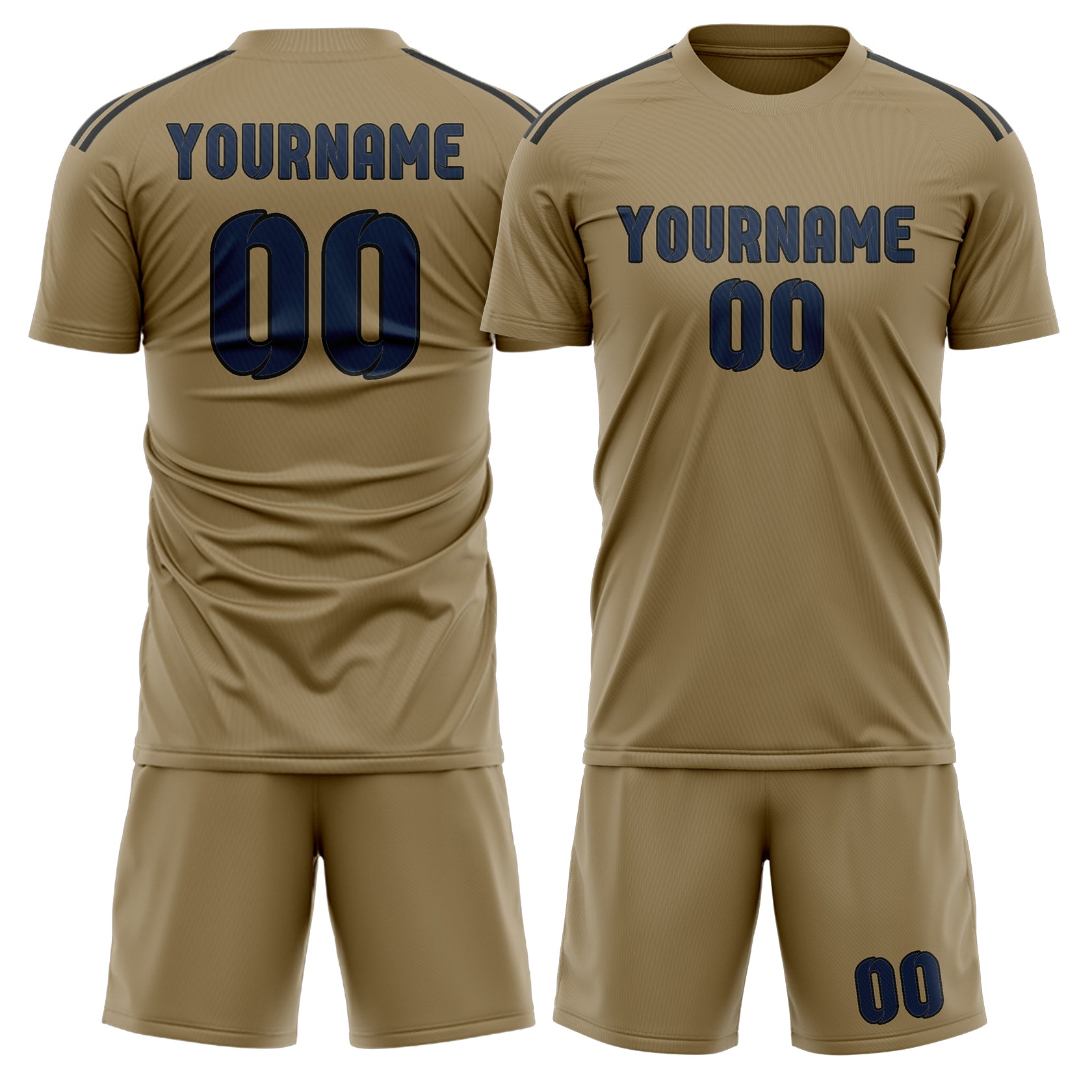 Custom Light Khaki Blue Soccer Set