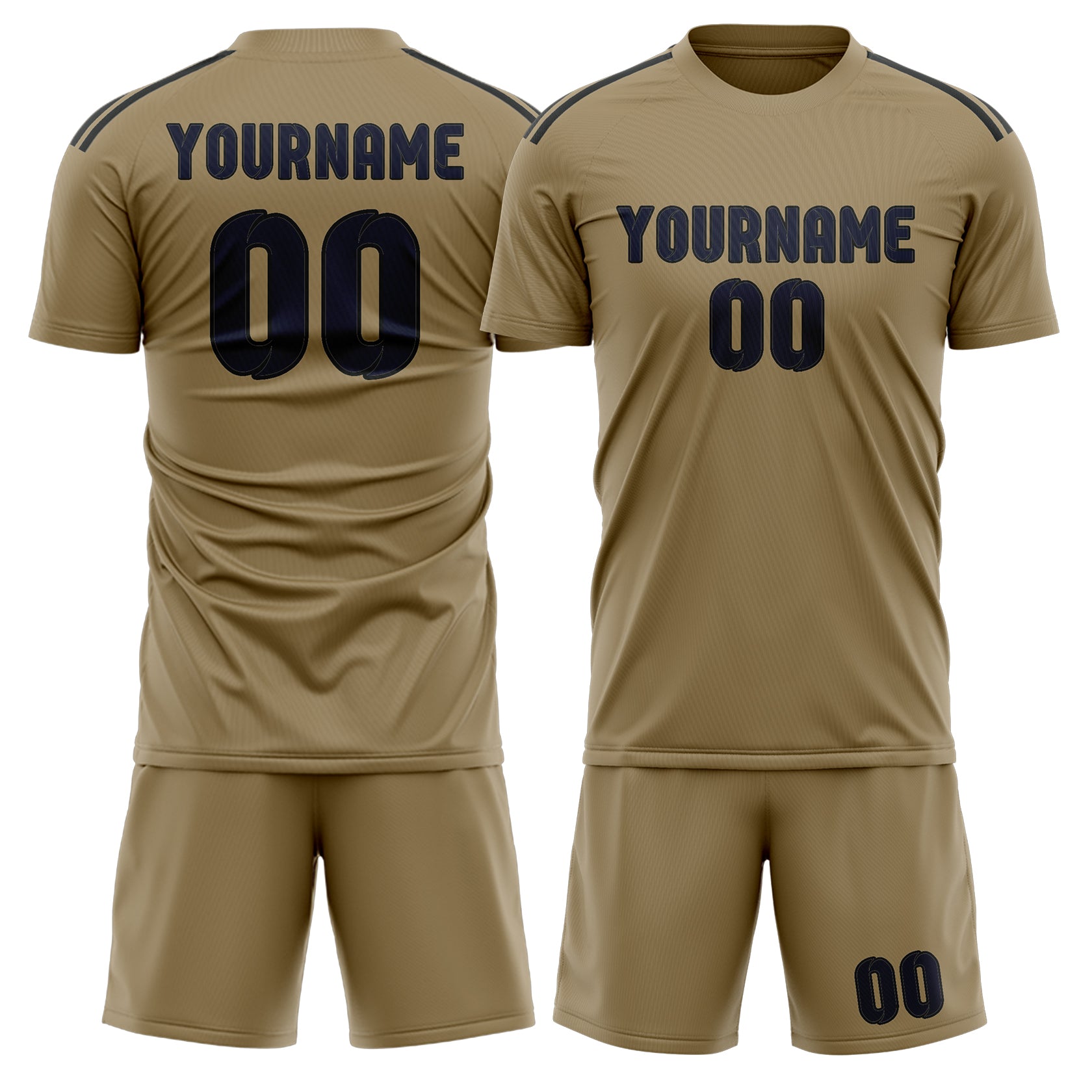 Custom Light Khaki Navy Soccer Set