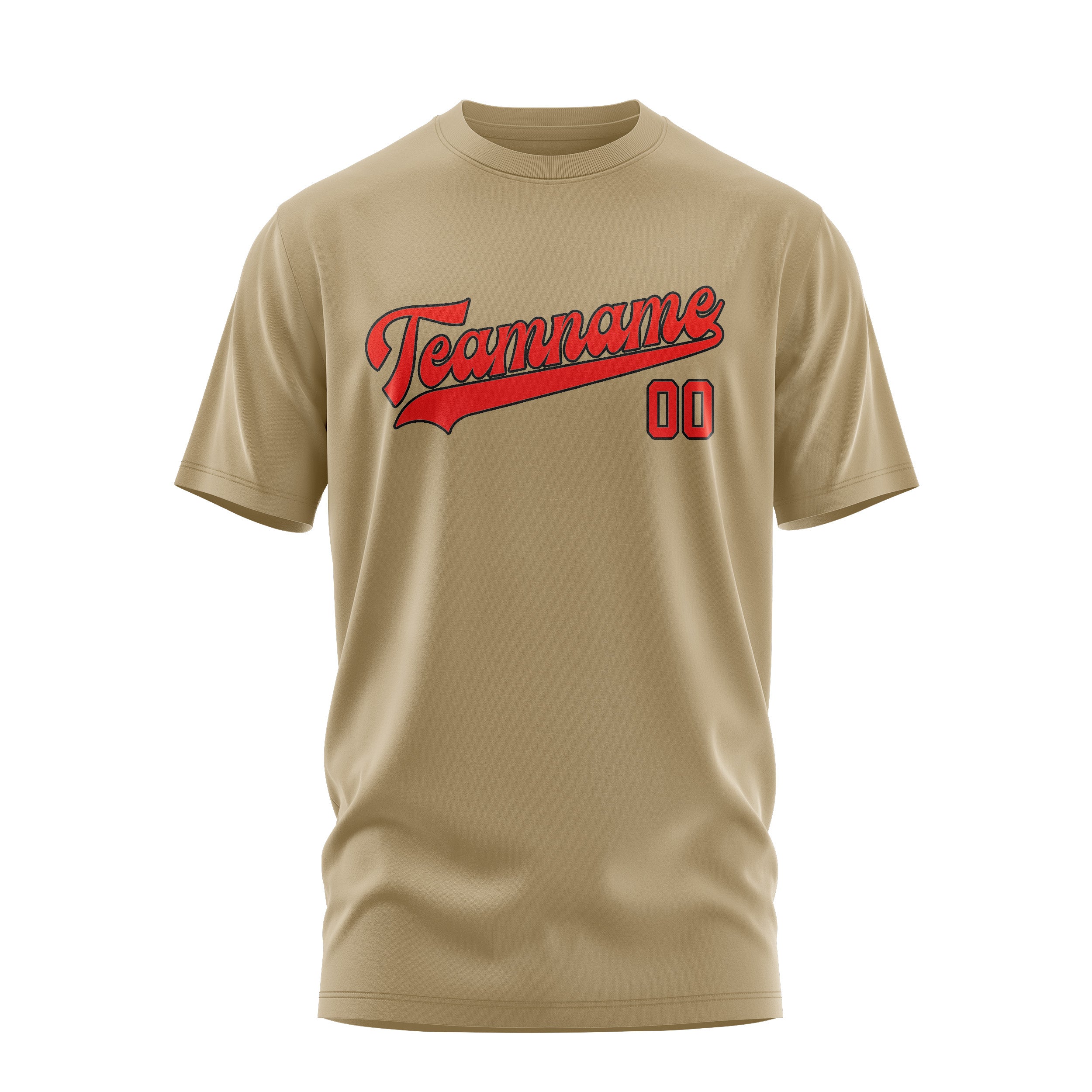 Custom Light Khaki Orange Red T-Shirt
