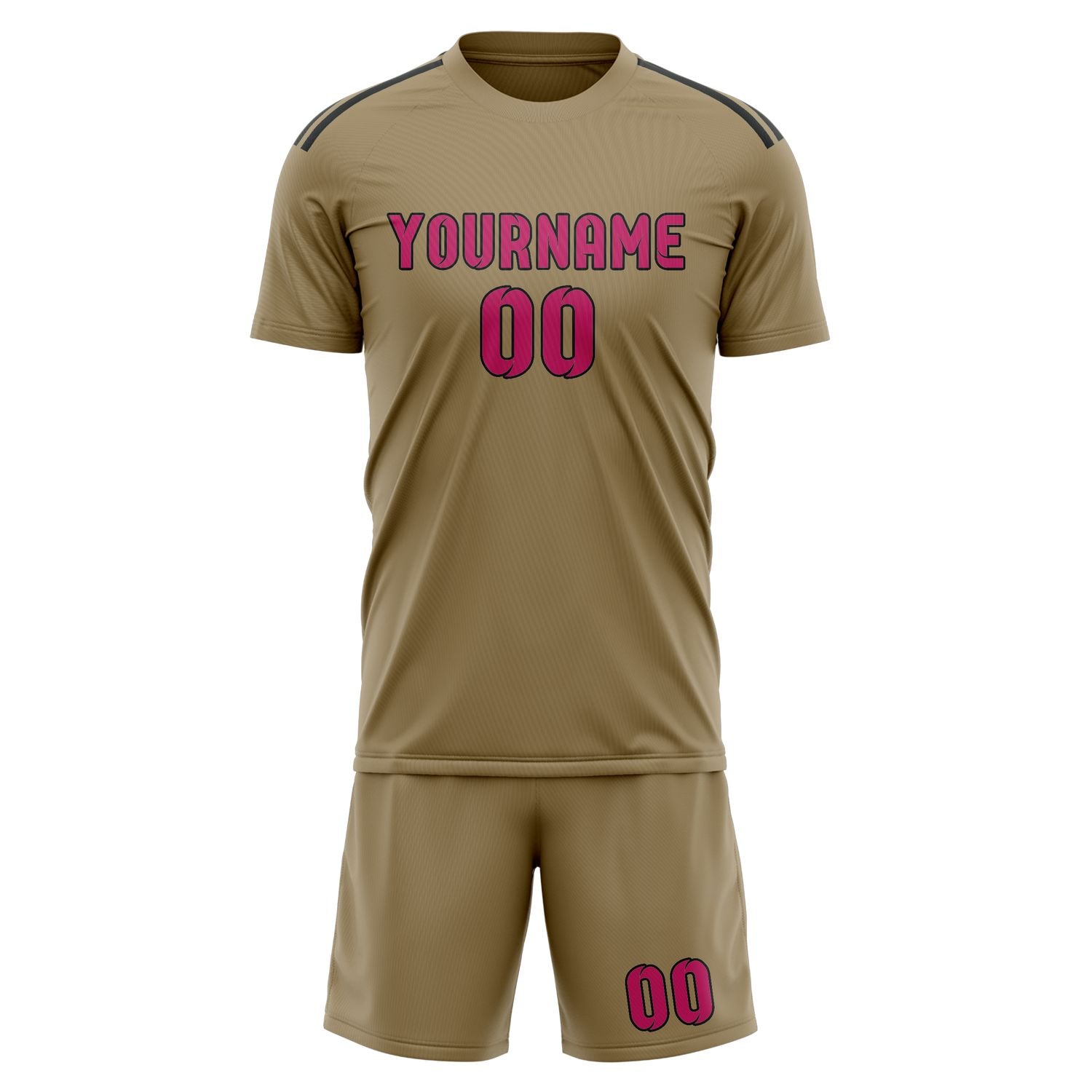 Custom Light Khaki Pink Soccer Set