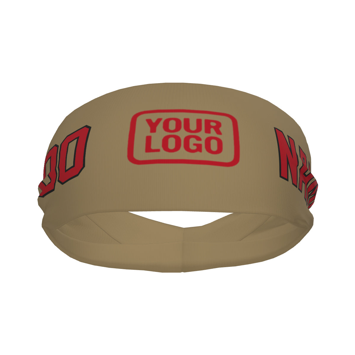 Custom Light Khaki Red Sports headband