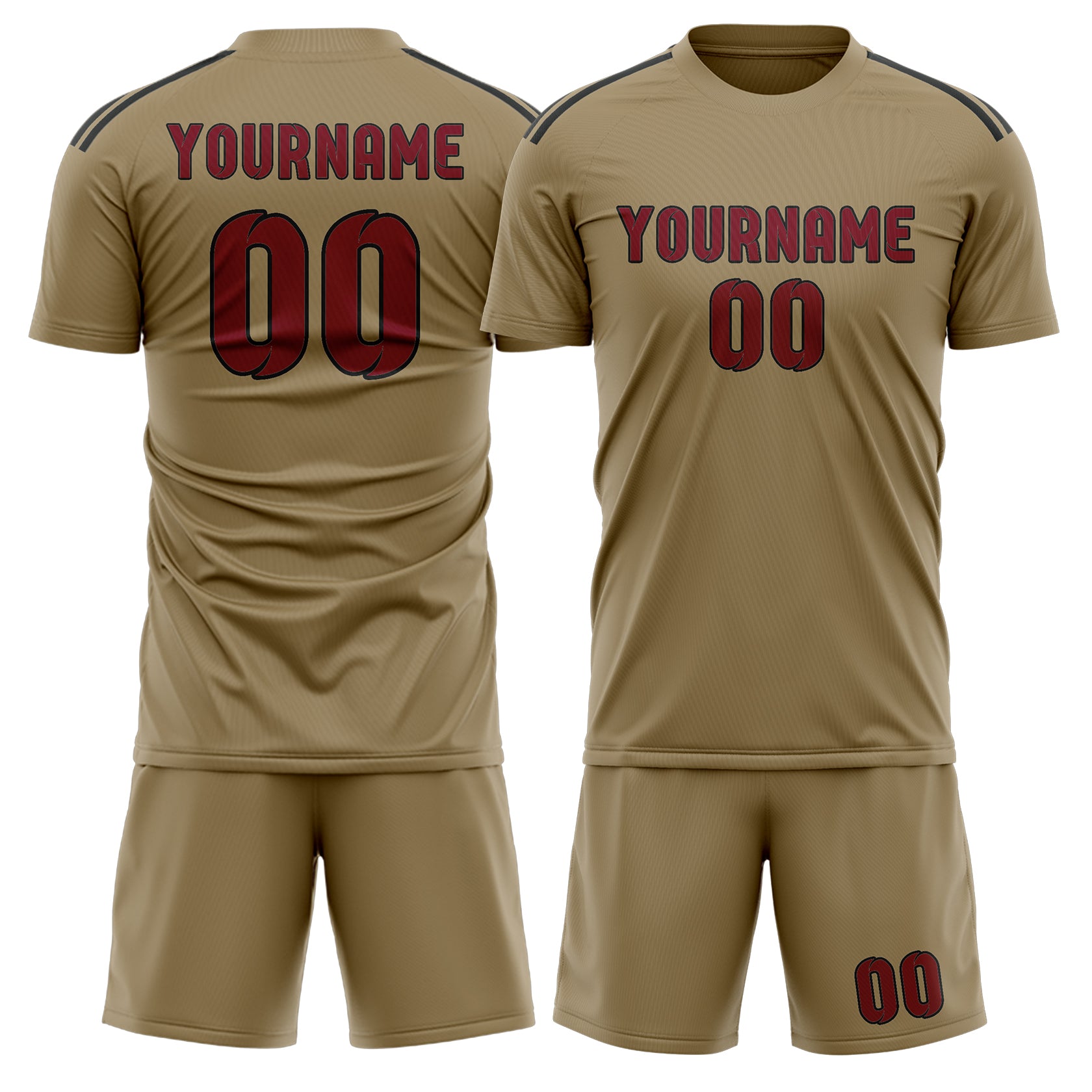 Custom Light Khaki Crimson Red Soccer Set