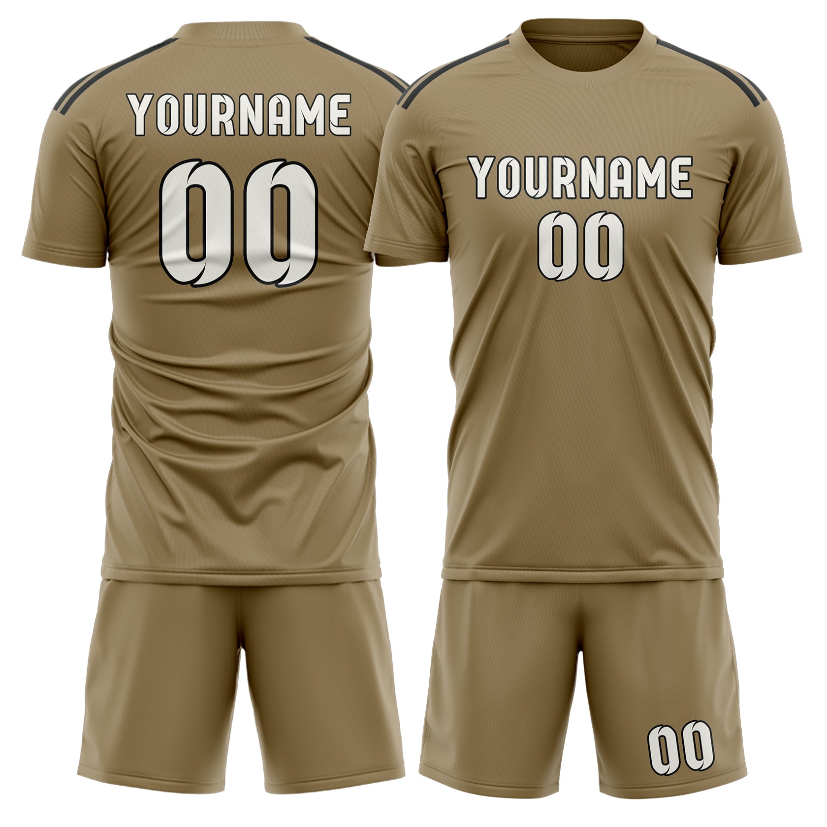 Custom Light Khaki White Soccer Set