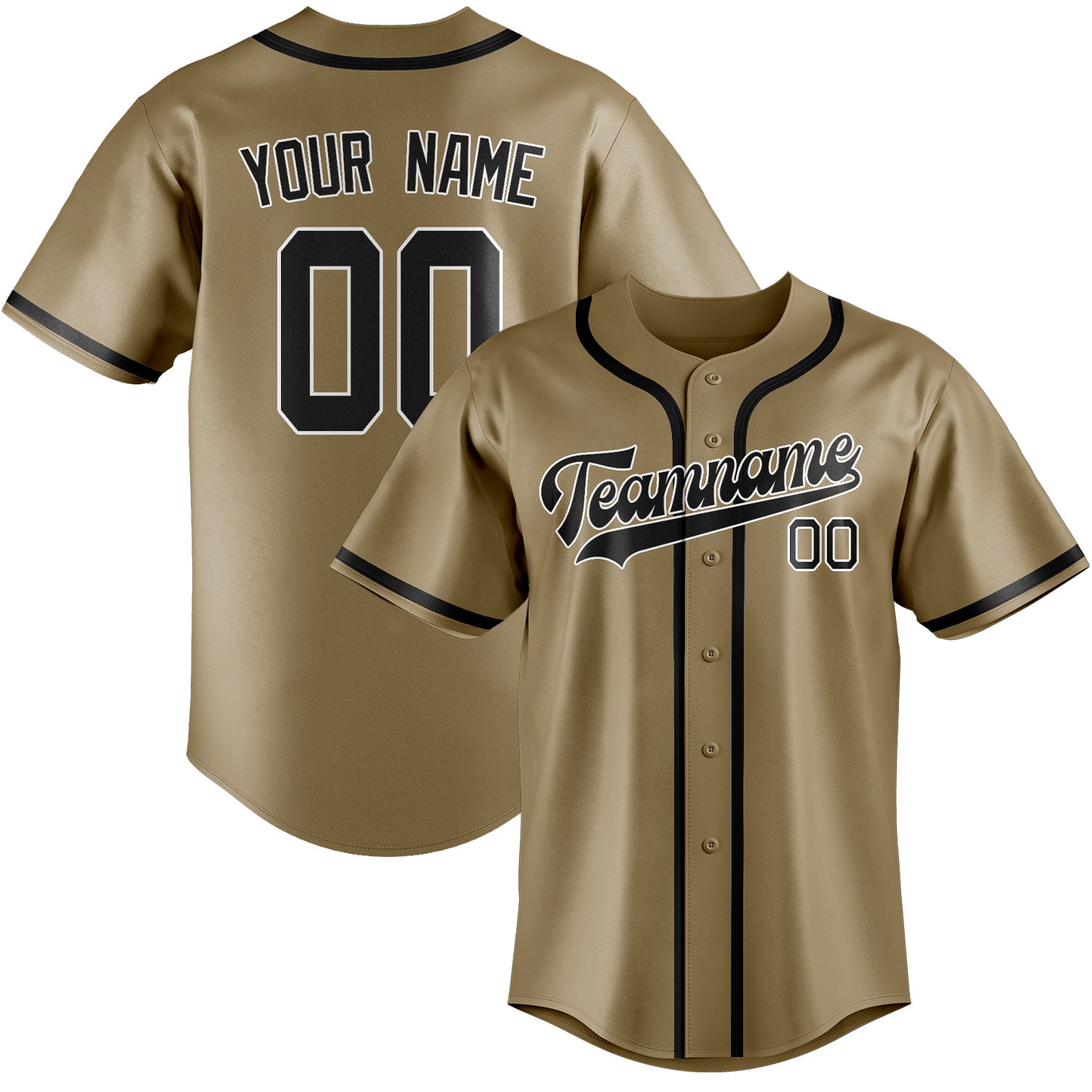 Custom Light Khaki Black Baseball Jersey