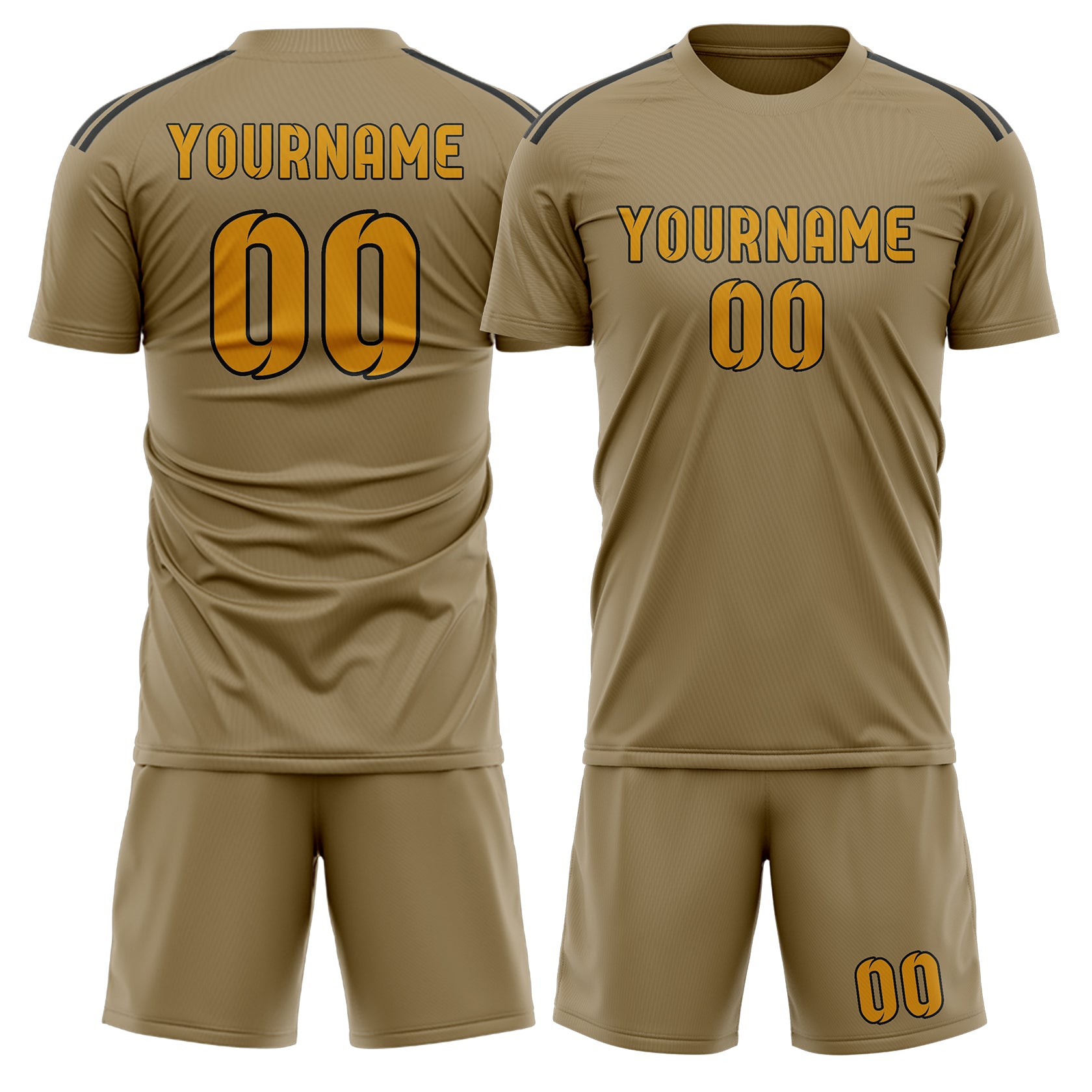 Custom Light Khaki Yellow Soccer Set