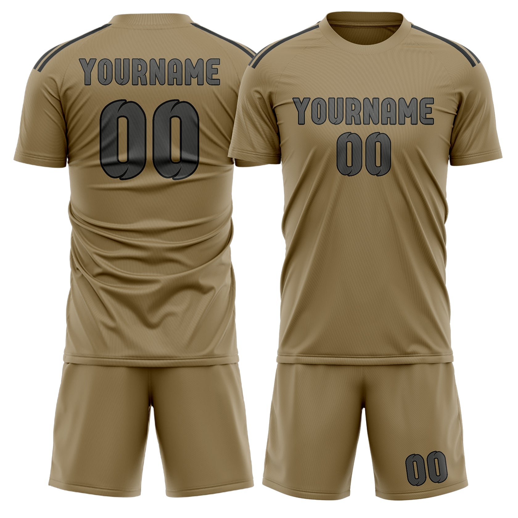 Custom Light Khaki Dark Grey Soccer Set