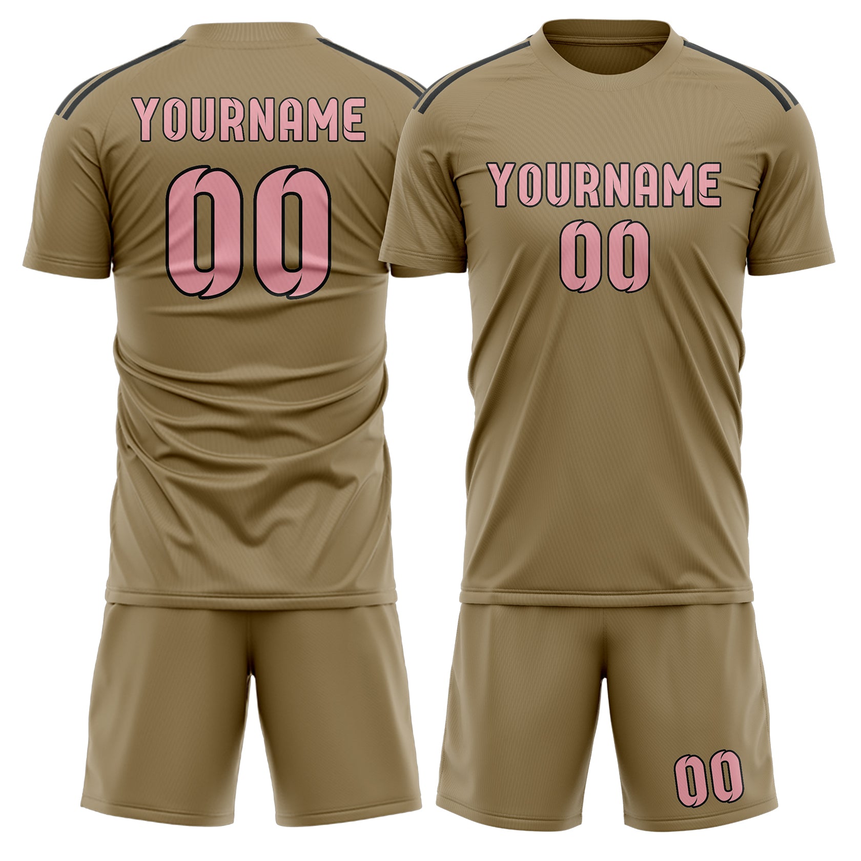 Custom Light Khaki Light Pink Soccer Set