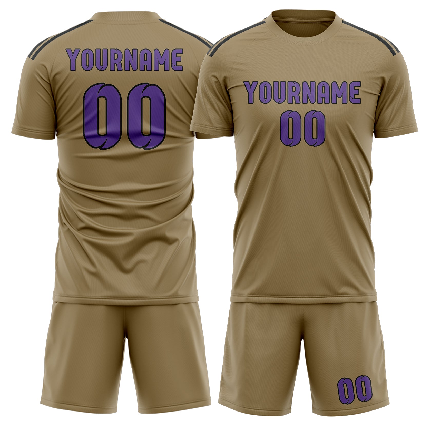 Custom Light Khaki Light Purple Soccer Set