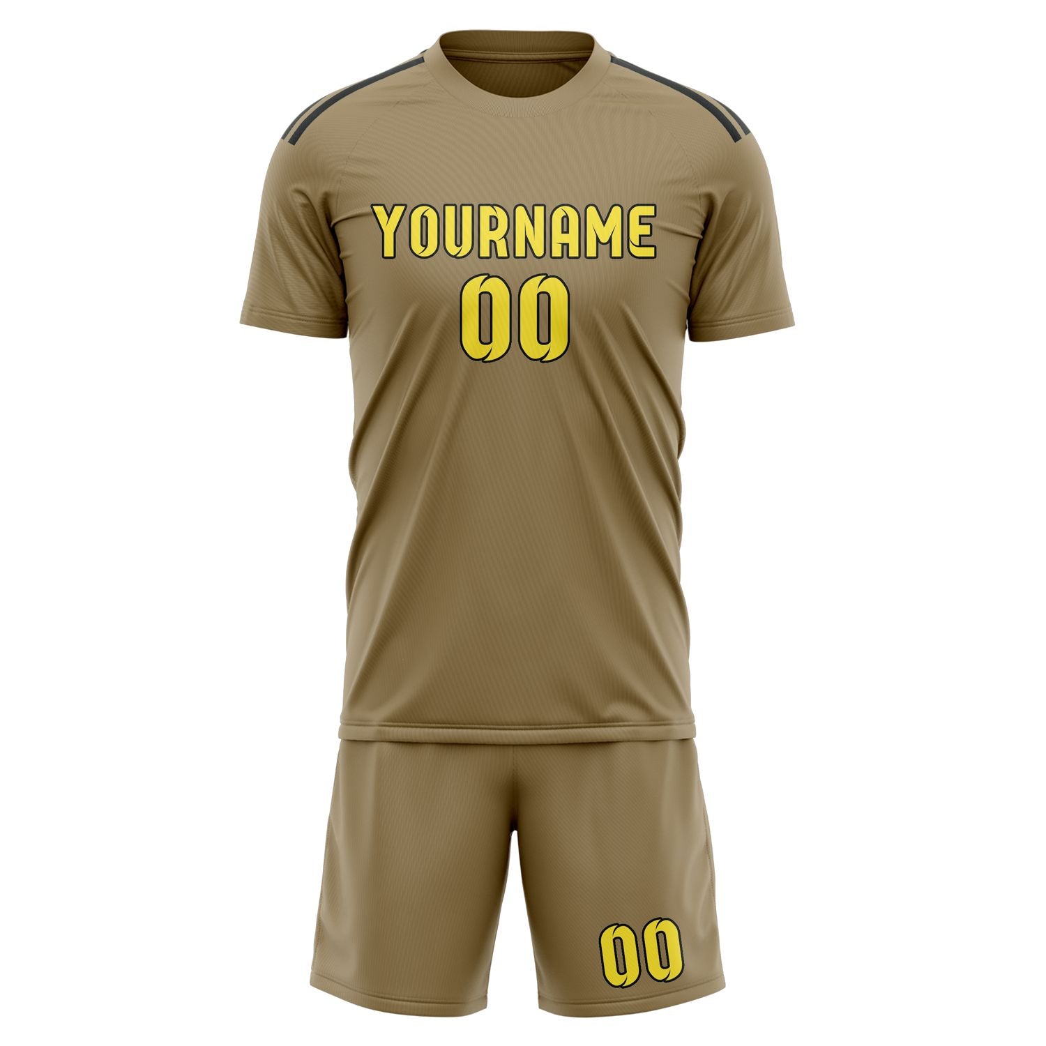 Custom Light Khaki Light Yellow Soccer Set