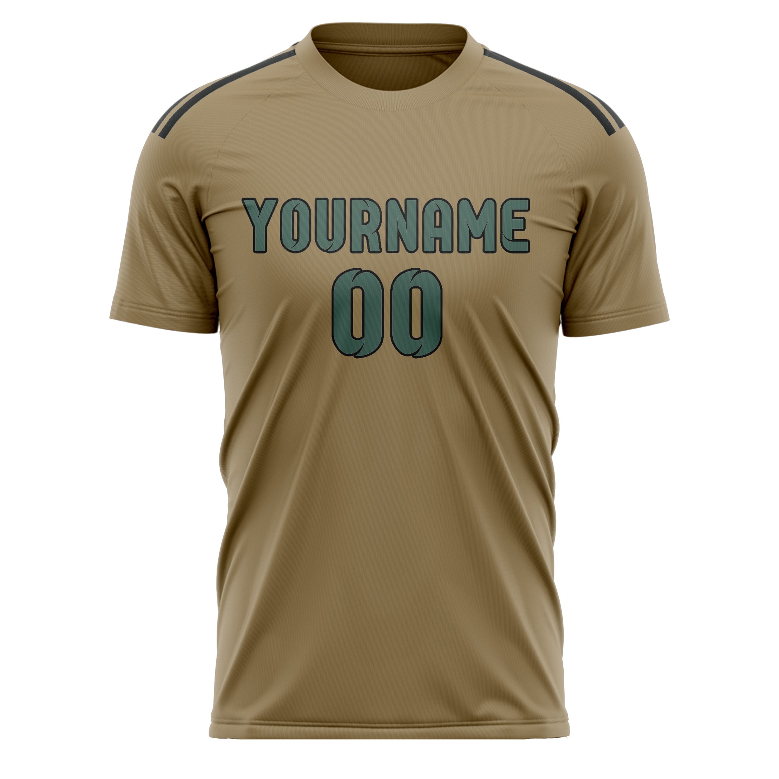 Custom Light Khaki Blue Green Soccer Jersey