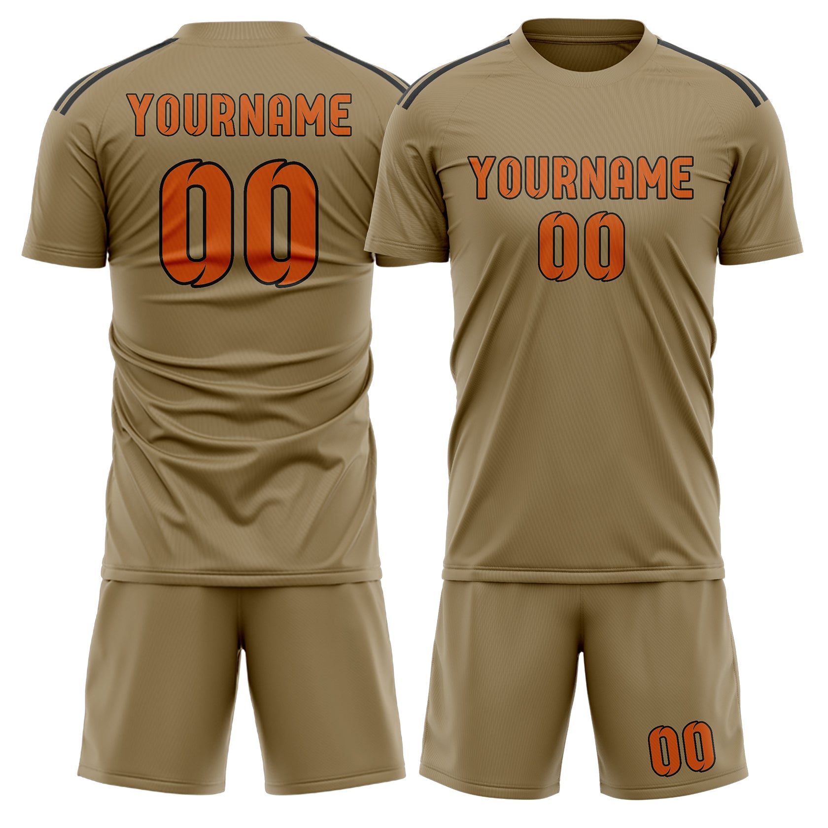 Custom Light Khaki Orange Soccer Set