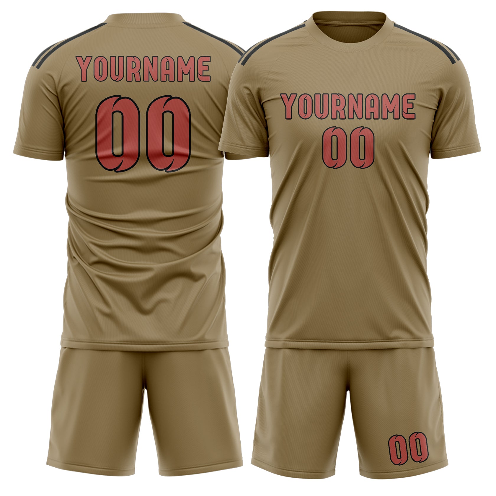 Custom Light Khaki Copper Rose Soccer Set