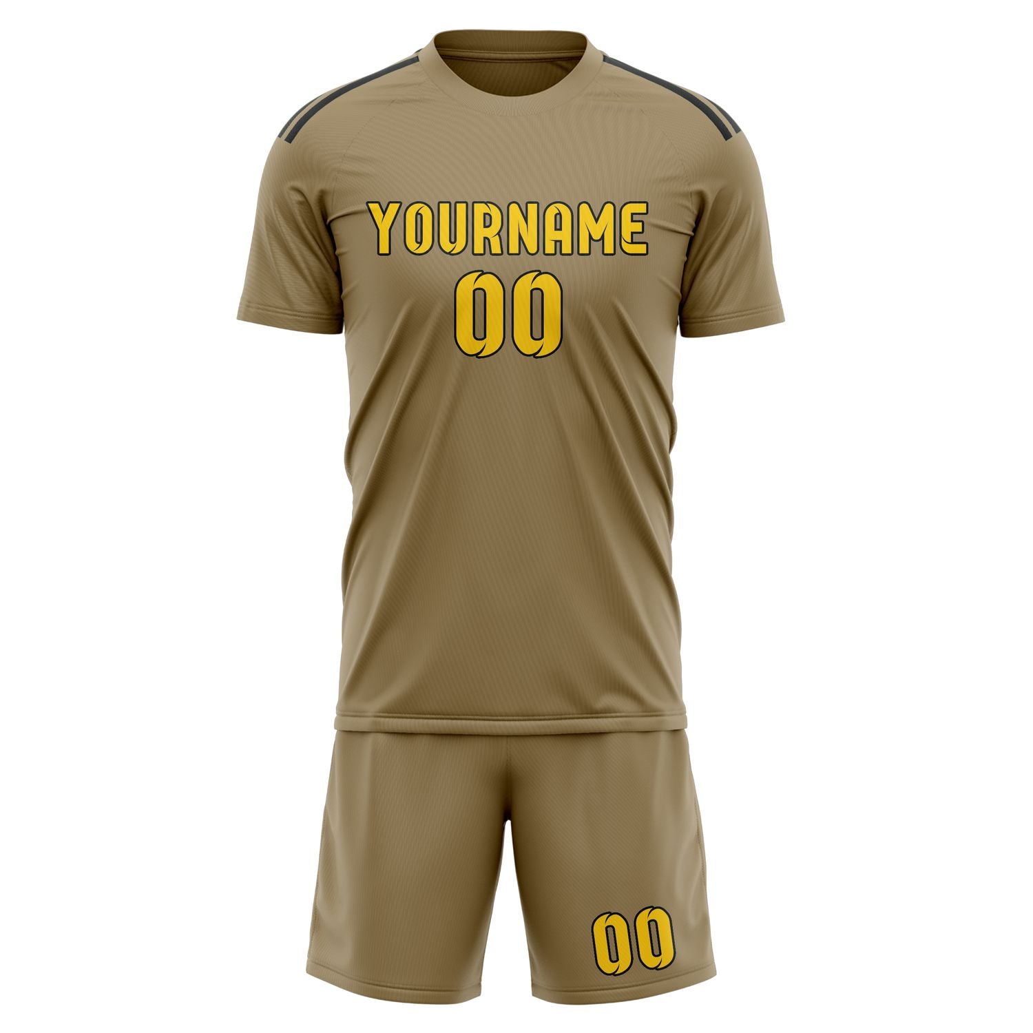 Custom Light Khaki Gold Soccer Set